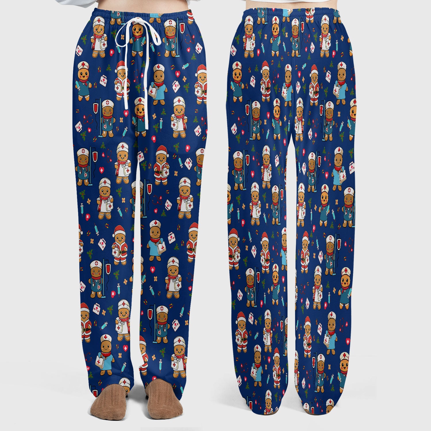 Gingerbread Nurse Scrub Pants - Santa’s Favorite Nurse Holiday Gift - Medical Uniform Set for RN LPN CNA - Funny Xmas Ugly Sweater