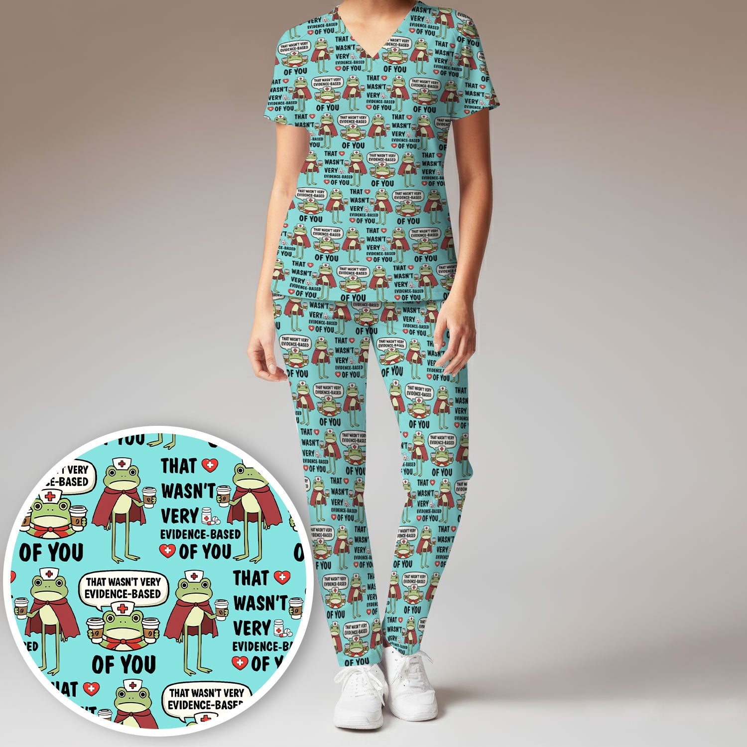 Funny Frog Nurse Quote Medical Pattern, Women's Scrub Set