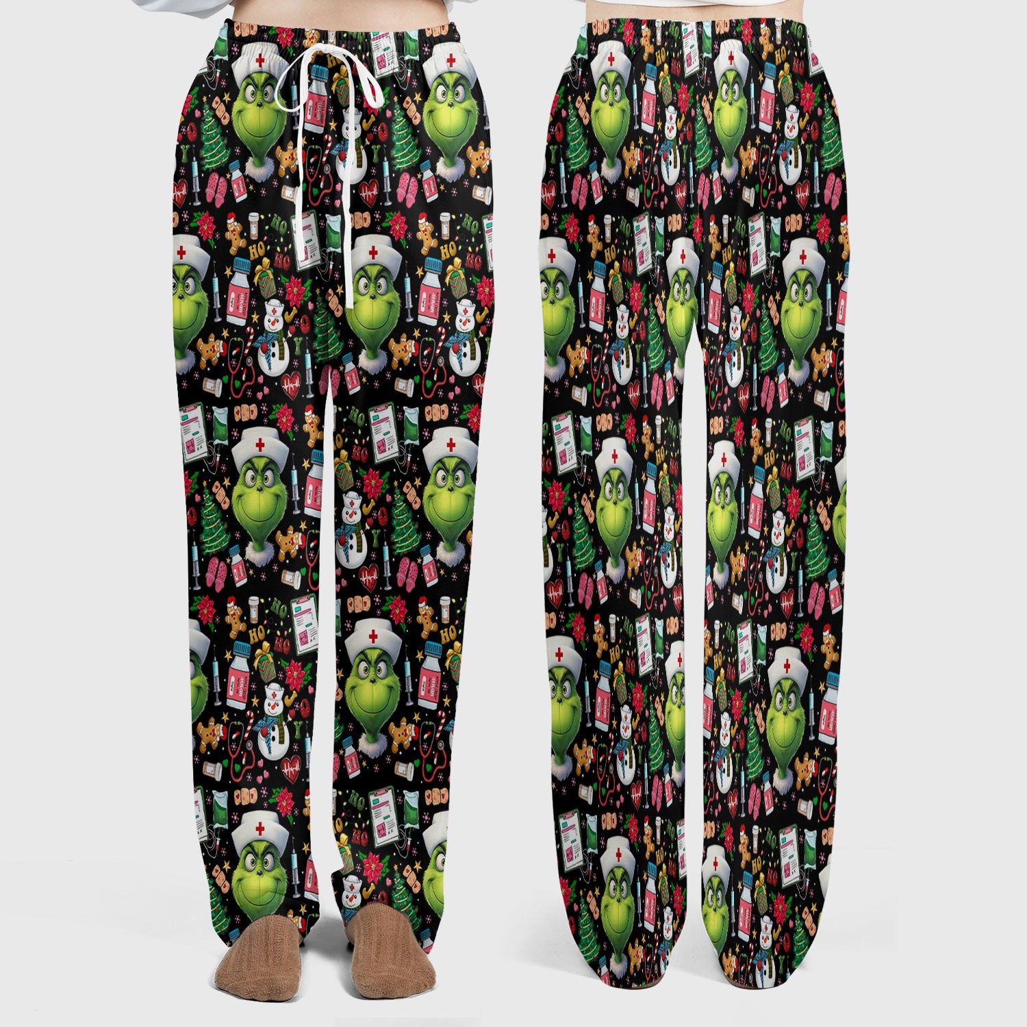 Merry Grinchmas Scrub Set for Women - Comfortable Nursing Pants - Christmas Medical Uniform - Holiday Ugly Sweater Gift for Her