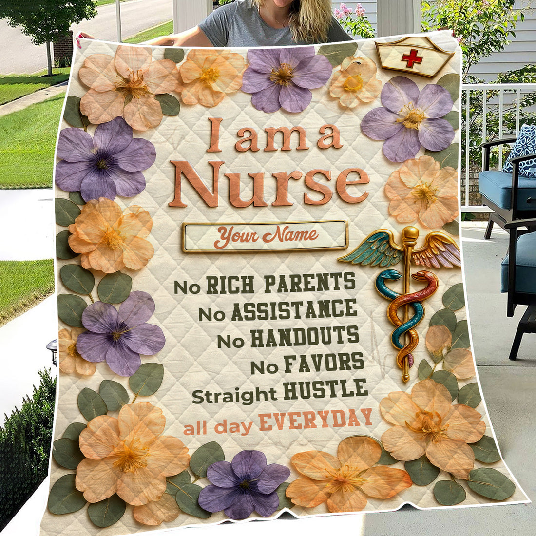 Custom Nurse Blanket for RN CNA LPN - Personalized Gift for Strong Women in Healthcare - Motivational Nurse Quote Blanket