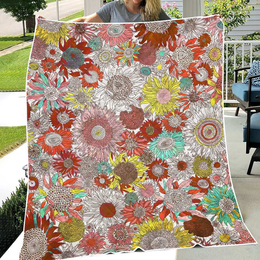 Sunflower Floral Blanket - Cute Cozy Gift for Healthcare Professionals - Bright Medical Pattern for RN LPN CNA Nurses Healthcare Workers