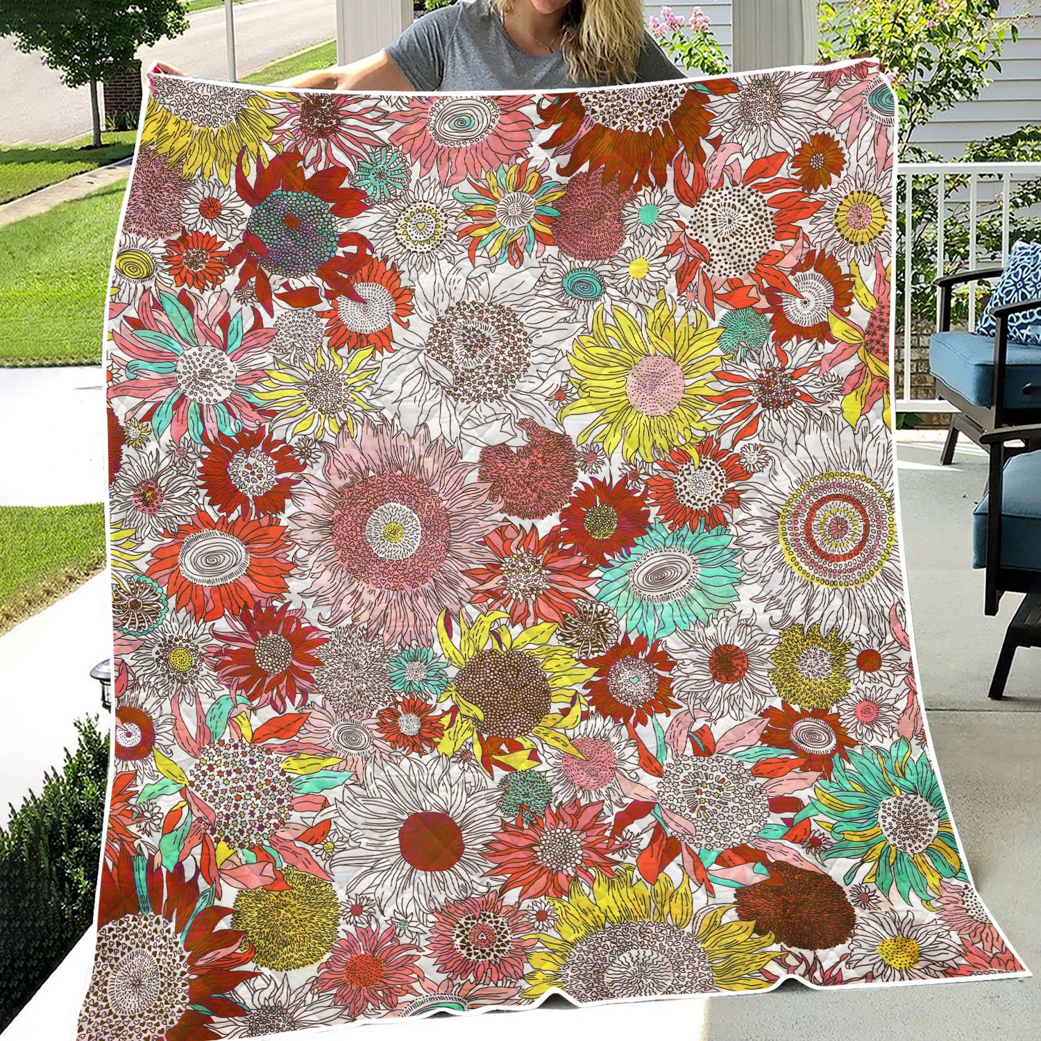 Sunflower Floral Blanket - Cute Cozy Gift for Healthcare Professionals - Bright Medical Pattern for RN LPN CNA Nurses Healthcare Workers