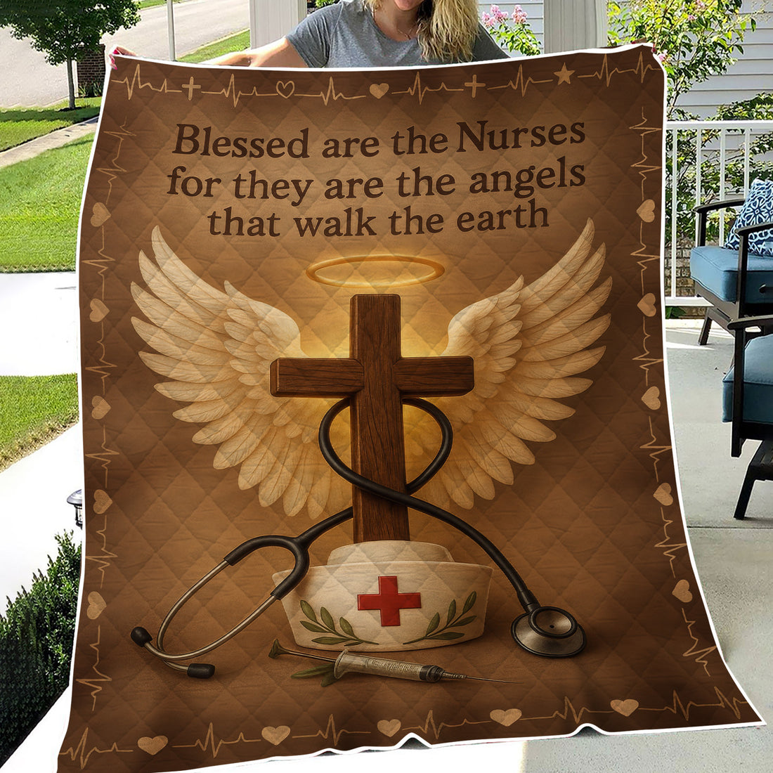 Christian Nurse Blanket Gift for Faithful RN - Blessed Are the Nurses Quote - Religious Throw for Christian Healthcare Workers