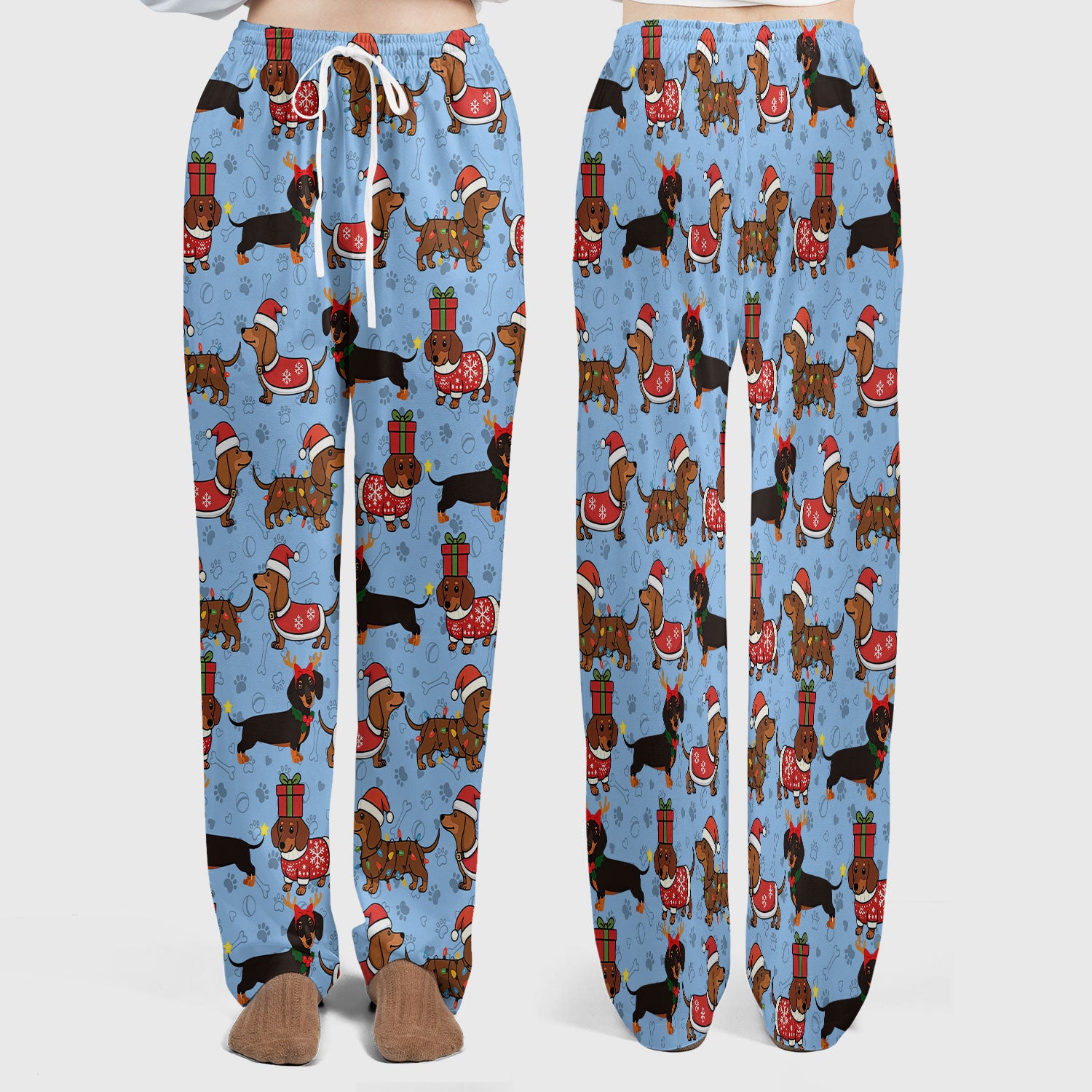 Funny Dachshund Dog Nursing Scrub Pants for Women - Wiener Santa Scrub Set for Nurse - Funny Medical Uniform for RN CNA LPN