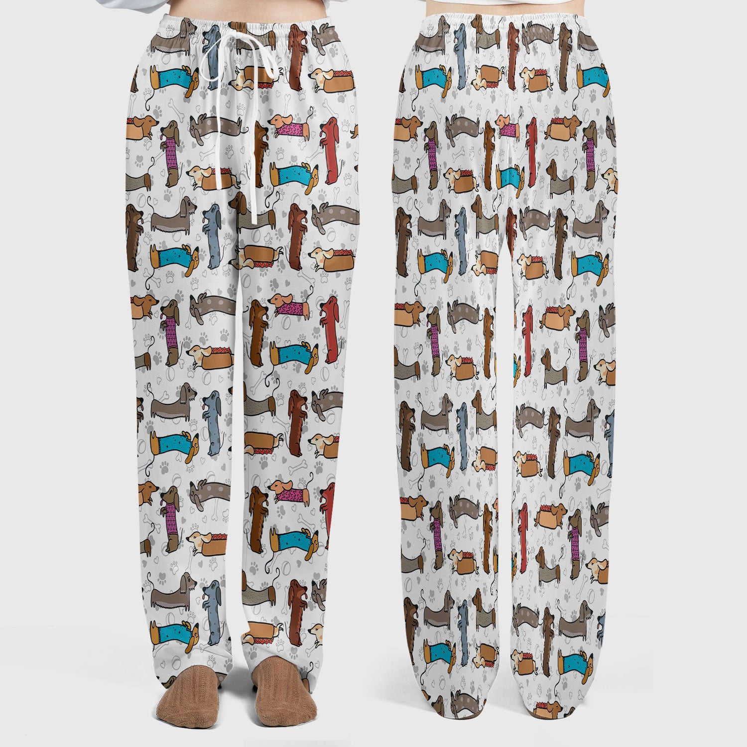 Cute Dachshund Women's Scrub Sets - Funny Sausage Dog Scrub Pants and V Neck Top - Breathable Med Uniform - Nursing Gift