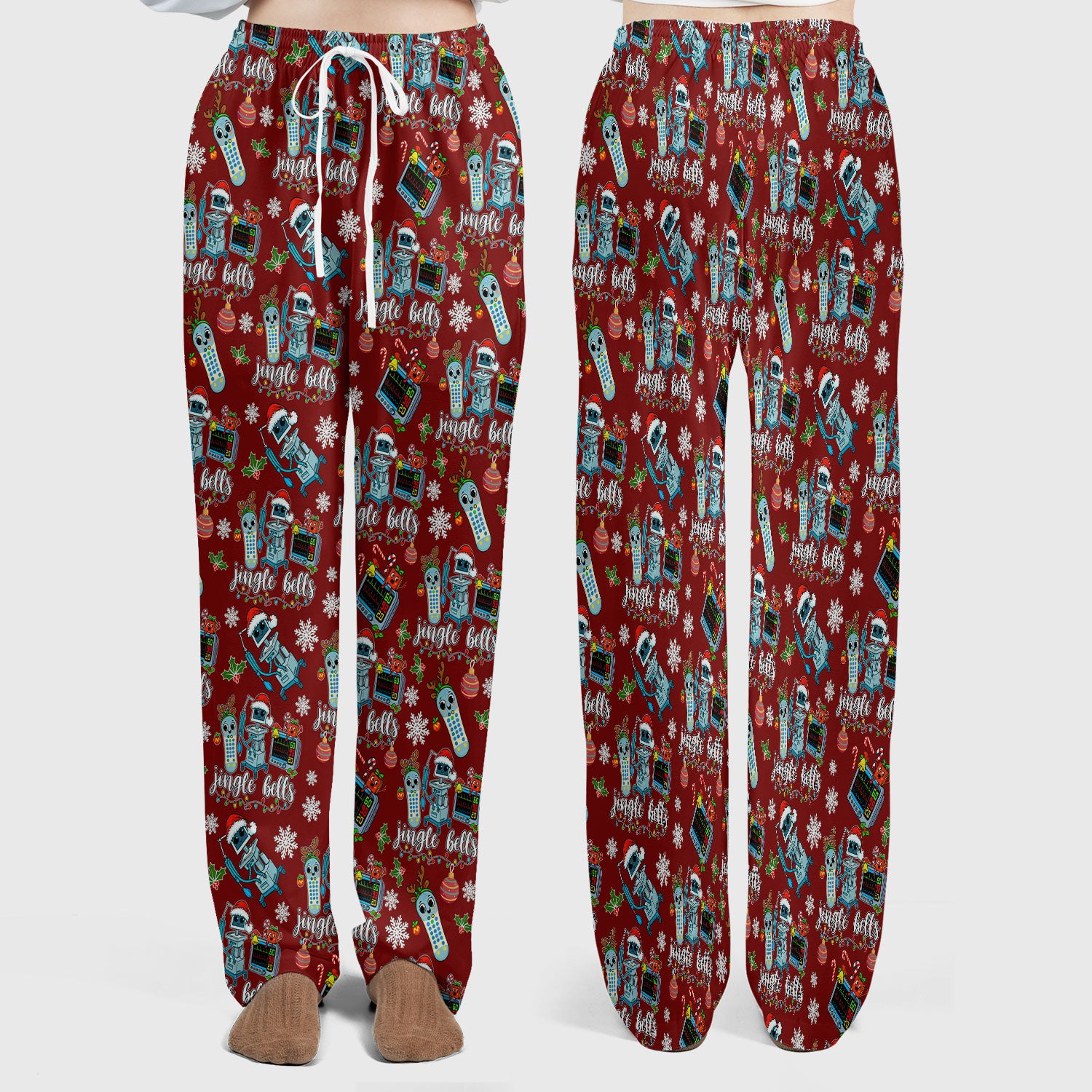 Funny Xmas Women's Scrub Sets - Jingle Bells Holiday Med Uniform -  Christmas Scrub Pants and V Neck Top for RN LPN CNA