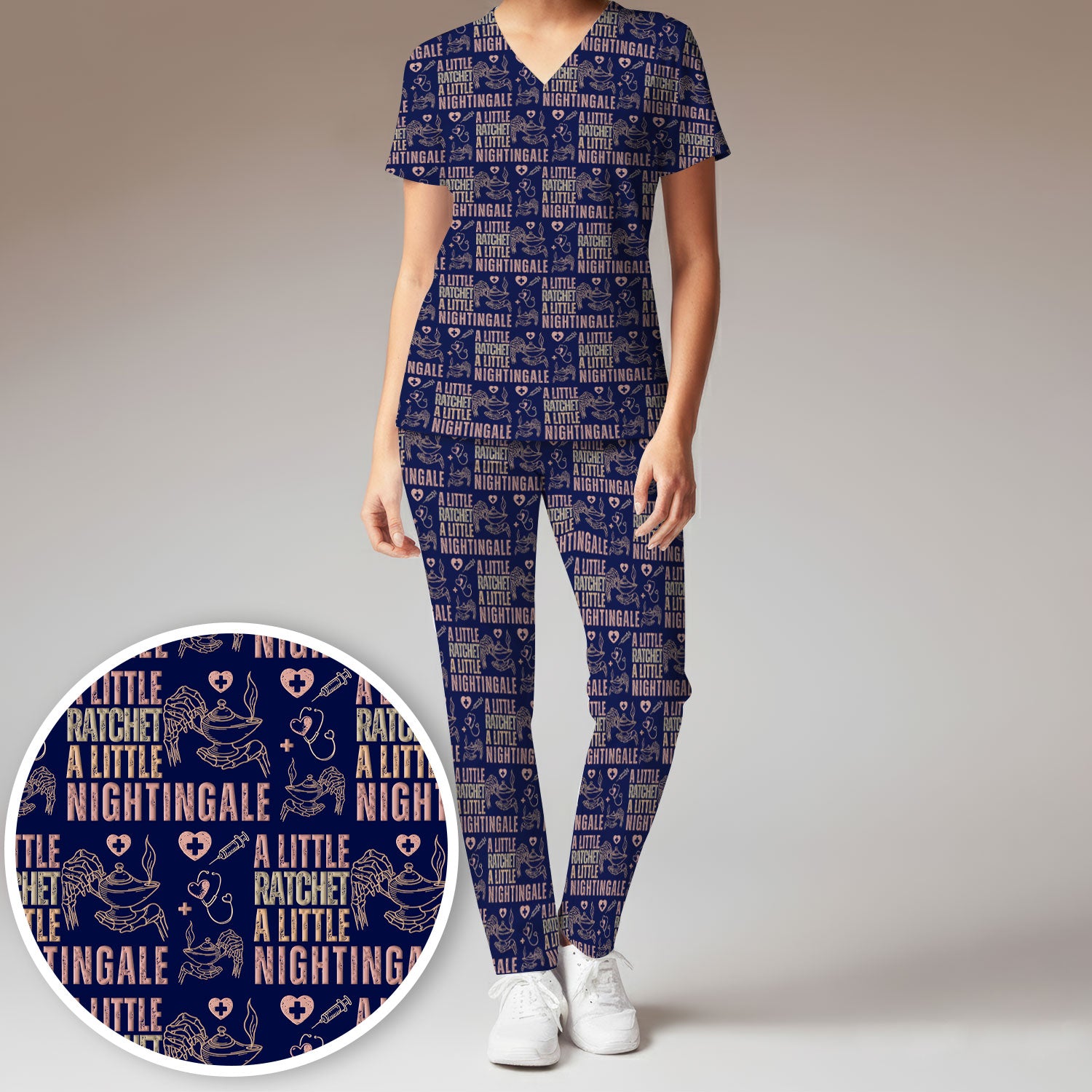 A Little Ratchet A Little Nightingale Women's Scrub Set, Breathable Med Uniform
