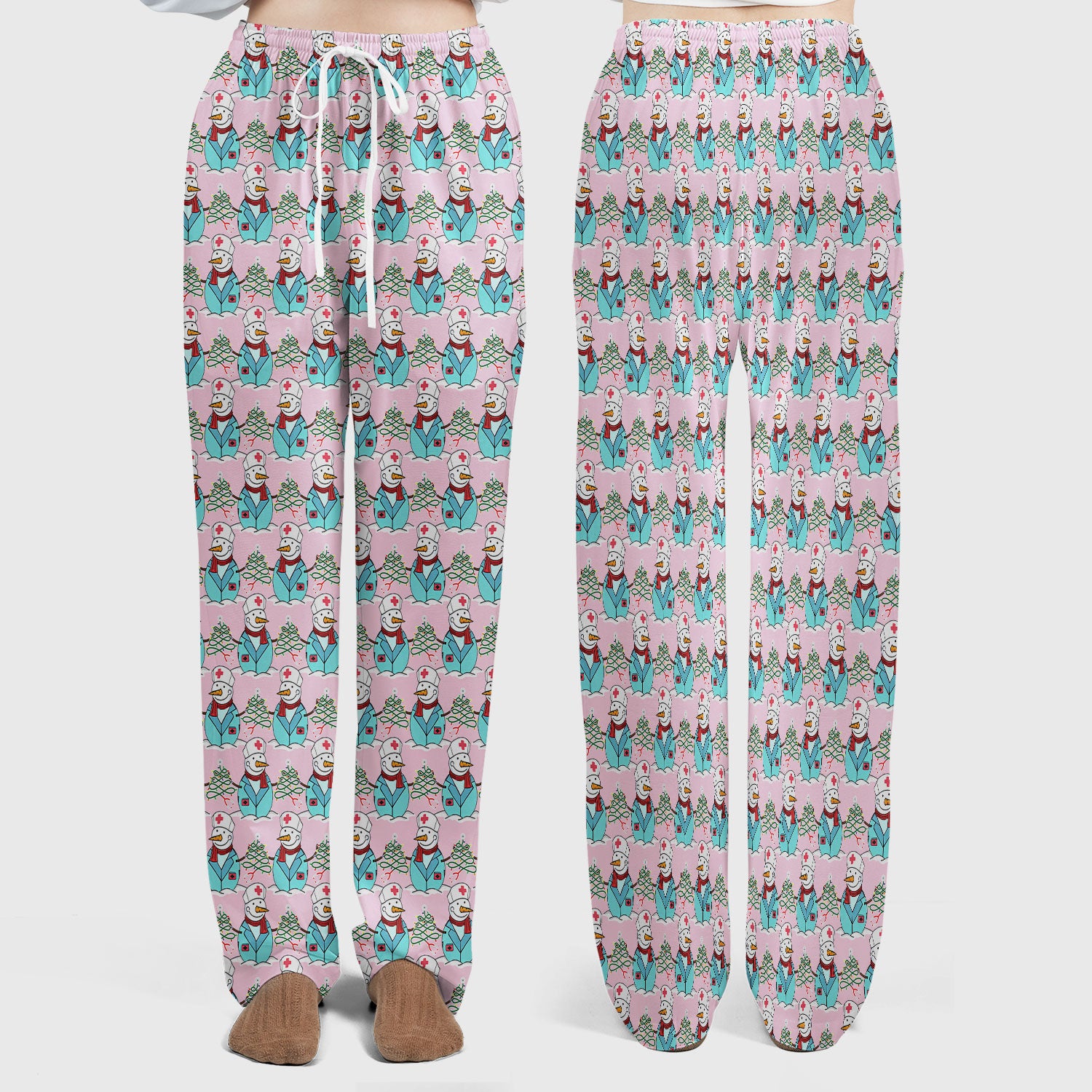 Christmas Snowman Nurse Scrub Pants - Holiday Med Uniform for Women - Comfortable Nursing Scrub Sets - Snowman Ugly Sweater Gift