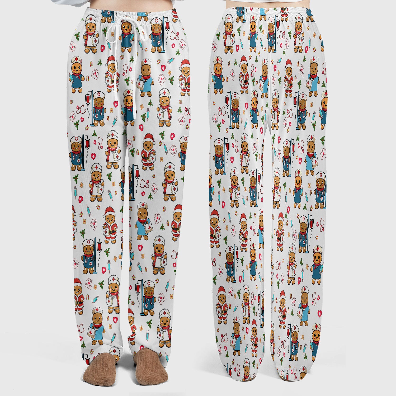 Gingerbread Nurse Scrub Pants - Santa’s Favorite Nurse Holiday Gift - Medical Uniform Set for RN LPN CNA - Funny Xmas Ugly Sweater