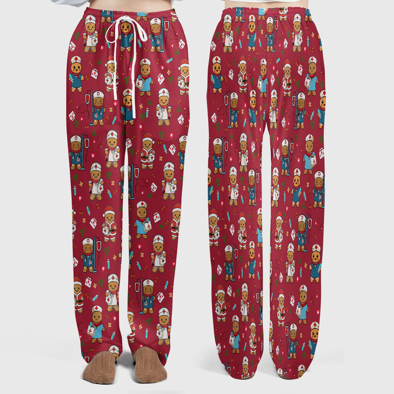 Gingerbread with Santa Nurse Scrub Set - Santa’s Favorite Nurse Holiday Gift - Medical Uniform for RN LPN CNA - Funny Xmas Ugly Sweater