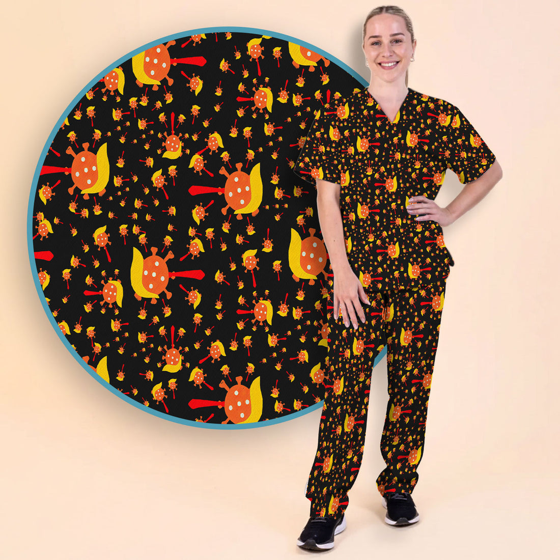 The Deadliest Virus Is Ignorance Scrub Set - Black Nursing Scrubs Pants and V Neck Top - Breathable Fabrics Nursing Uniform