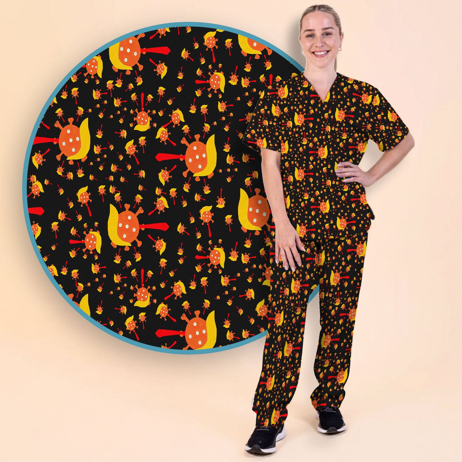 The Deadliest Virus Is Ignorance Scrub Set - Black Nursing Scrubs Pants and V Neck Top - Breathable Fabrics Nursing Uniform
