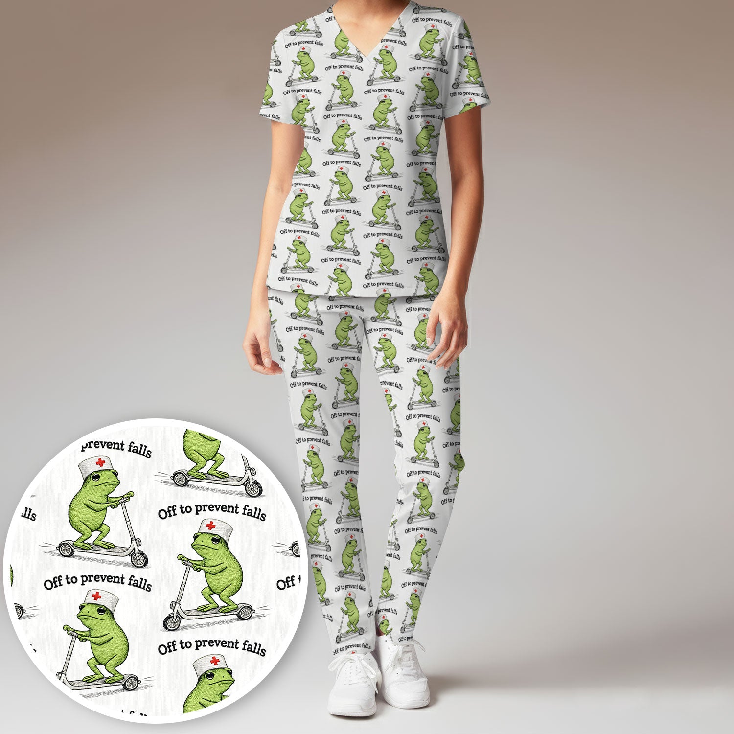 Funny Nurse Scrub Set, Off To Prevent Falls Nursing Shirt, Breathable Fabrics Nursing Uniform