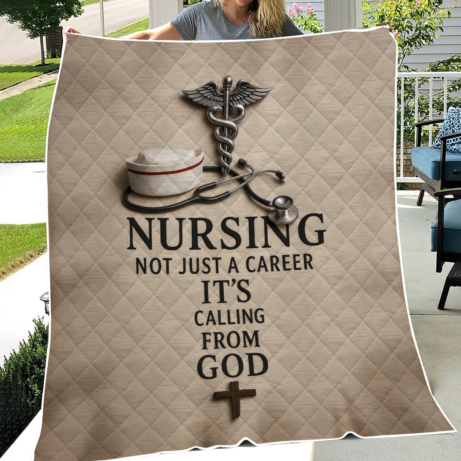 Christian Nurse Blanket - Faith-Based Throw Blanket for RN CNA LPN - Nursing Is a Calling from God Gift Idea