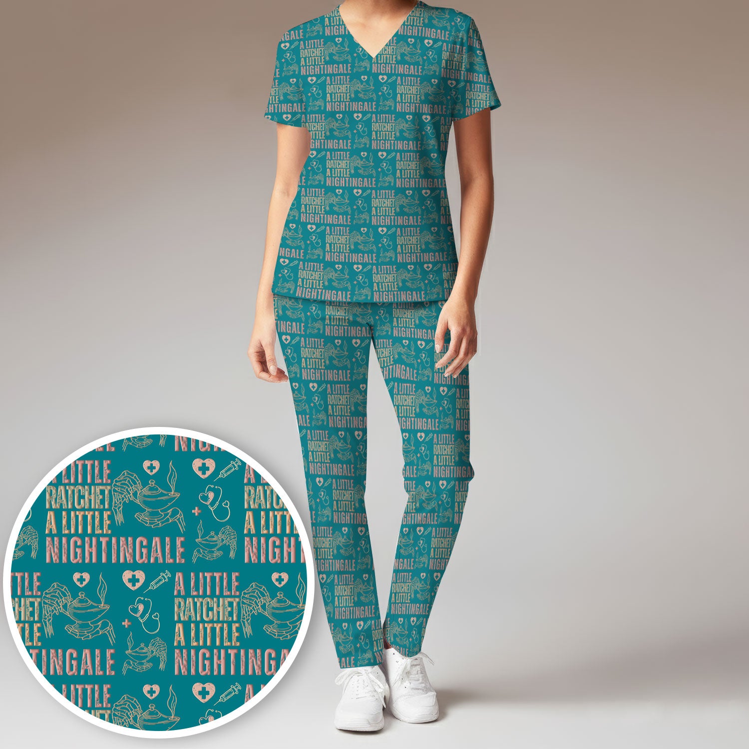 A Little Ratchet A Little Nightingale Women's Scrub Set, Breathable Med Uniform
