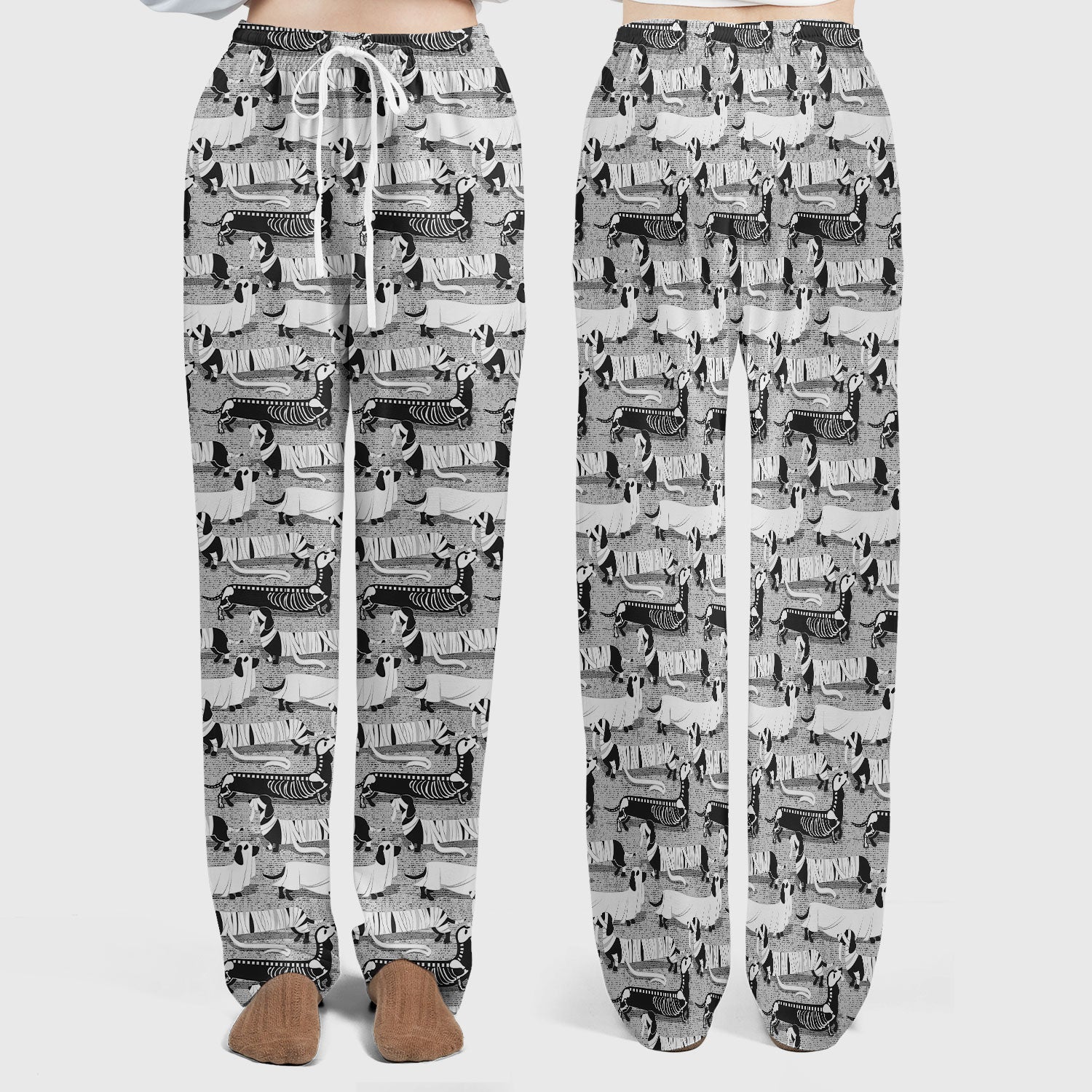 Halloween Scrub Set for Women - Spooky Dachshund Skeleton Med Uniform - Comfortable Nursing Pants - Ugly Sweater for Pet Lover