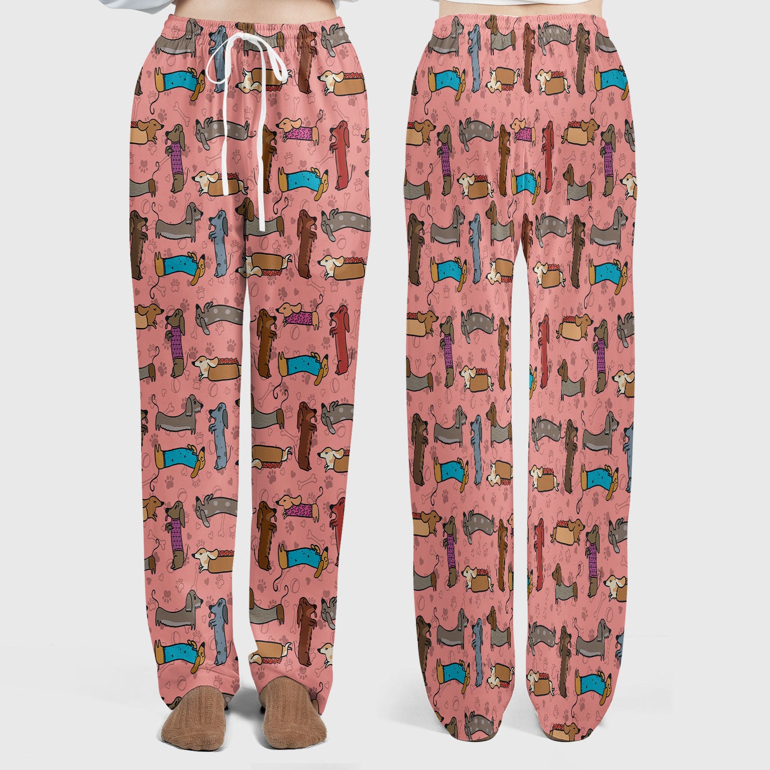 Cute Dachshund Women's Scrub Sets - Funny Sausage Dog Scrub Pants and V Neck Top - Breathable Med Uniform - Nursing Gift