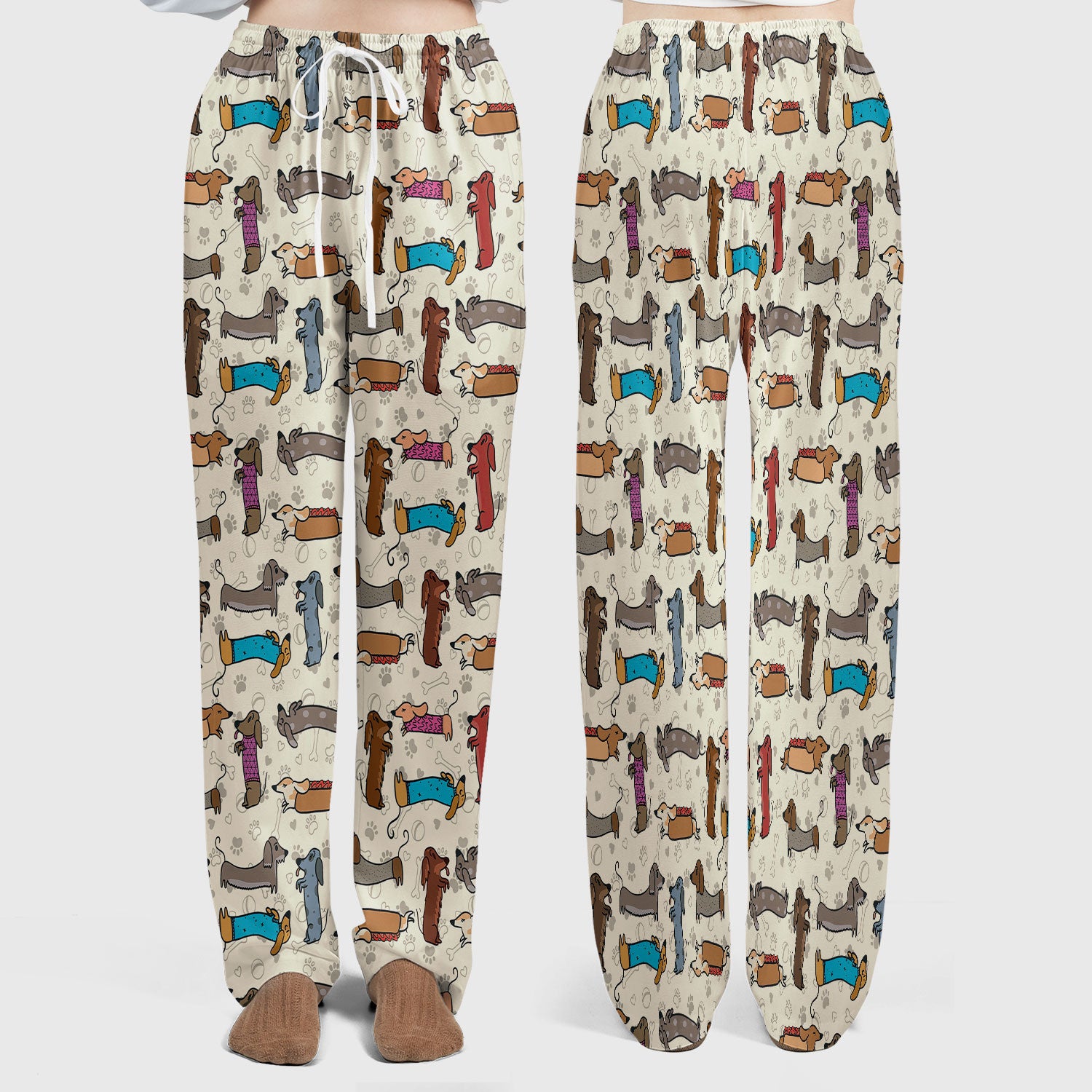 Cute Dachshund Women's Scrub Sets - Funny Sausage Dog Pattern Med Uniform - Nursing Gift for RN LPN CNA