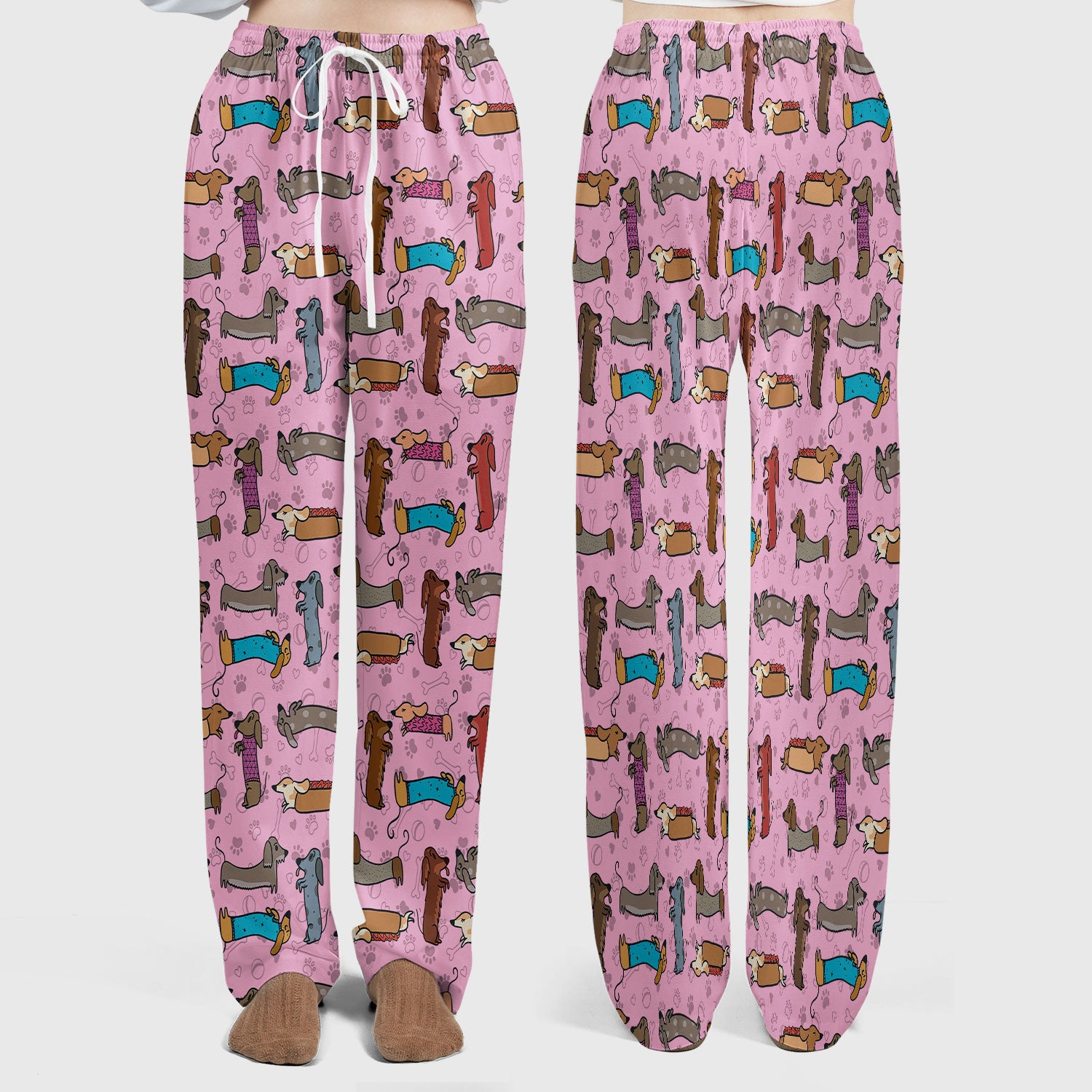 Cute Dachshund Women's Scrub Sets - Funny Sausage Dog Pattern Med Uniform - Nursing Gift for RN LPN CNA
