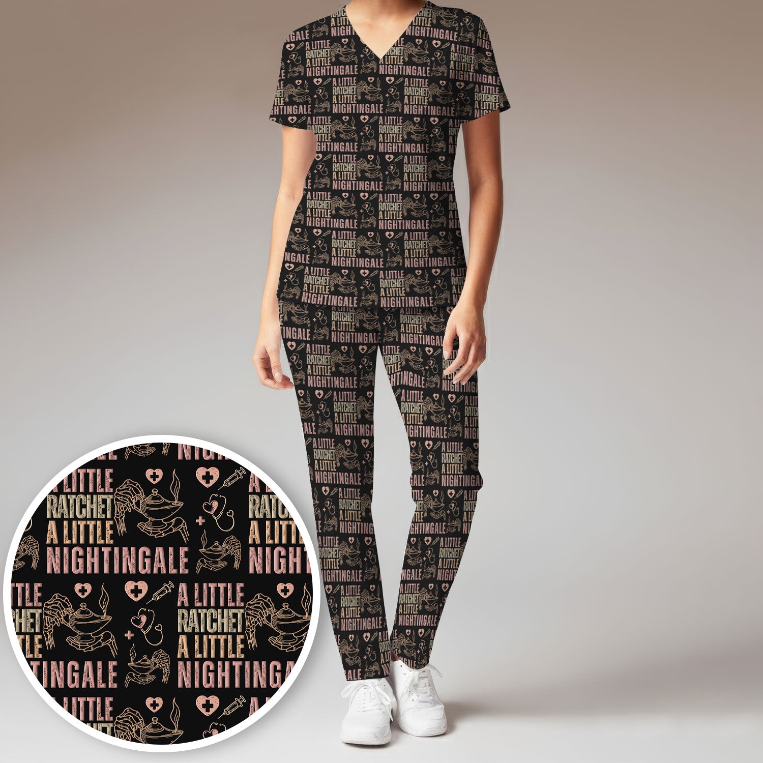 A Little Ratchet A Little Nightingale Women's Scrub Set, Breathable Med Uniform