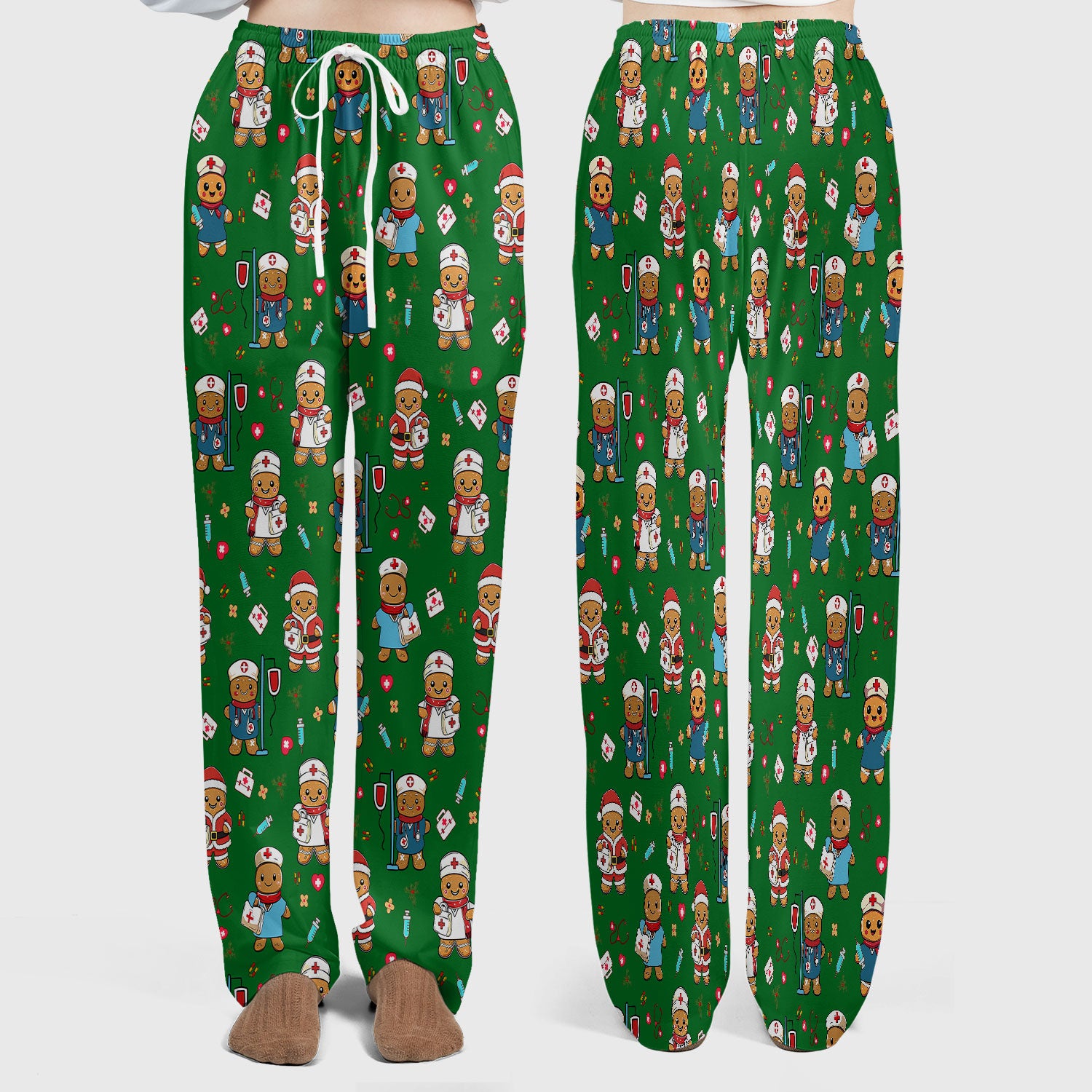 Gingerbread with Santa Nurse Scrub Set - Santa’s Favorite Nurse Holiday Gift - Medical Uniform for RN LPN CNA - Funny Xmas Ugly Sweater