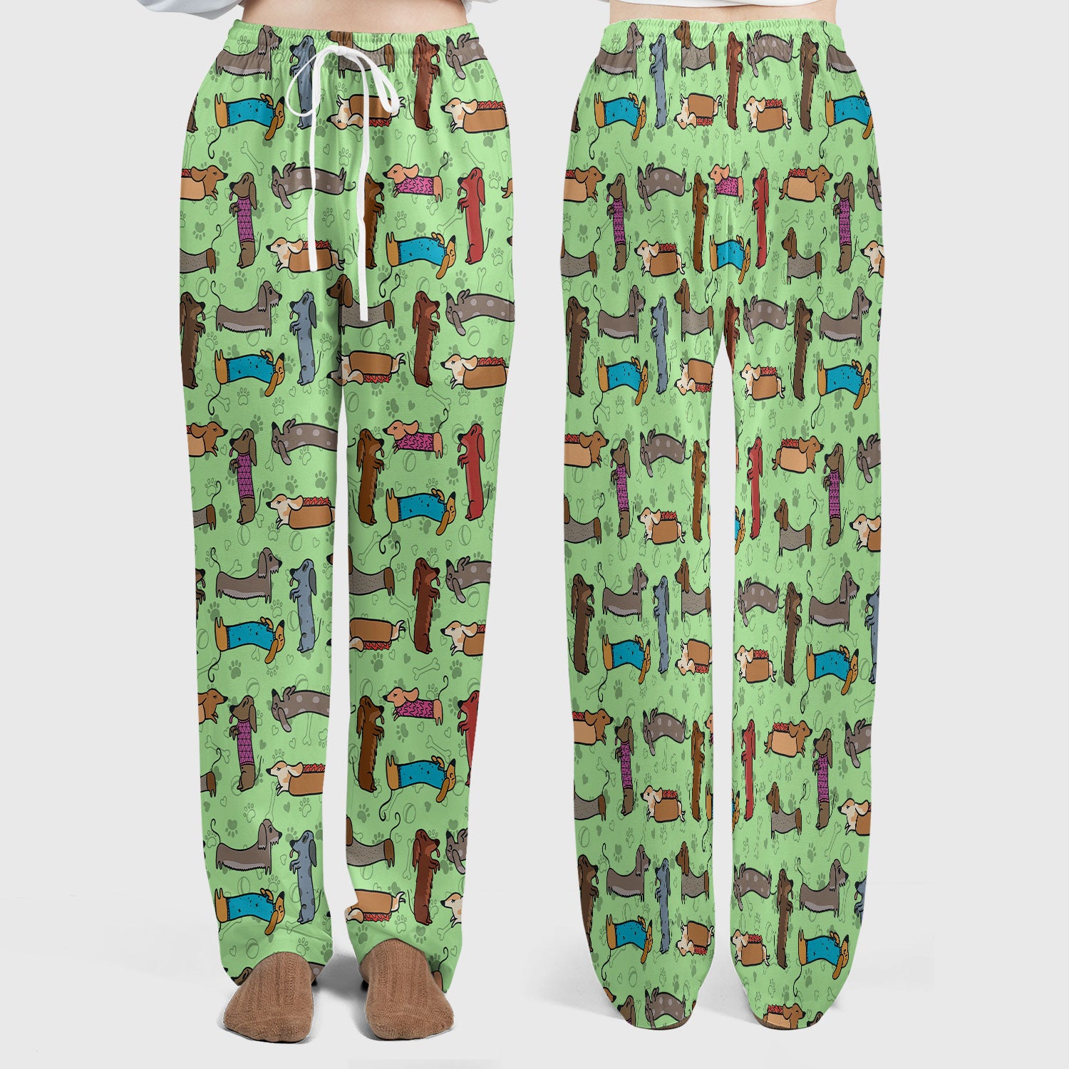 Cute Dachshund Women's Scrub Sets - Funny Sausage Dog Scrub Pants and V Neck Top - Breathable Med Uniform - Nursing Gift