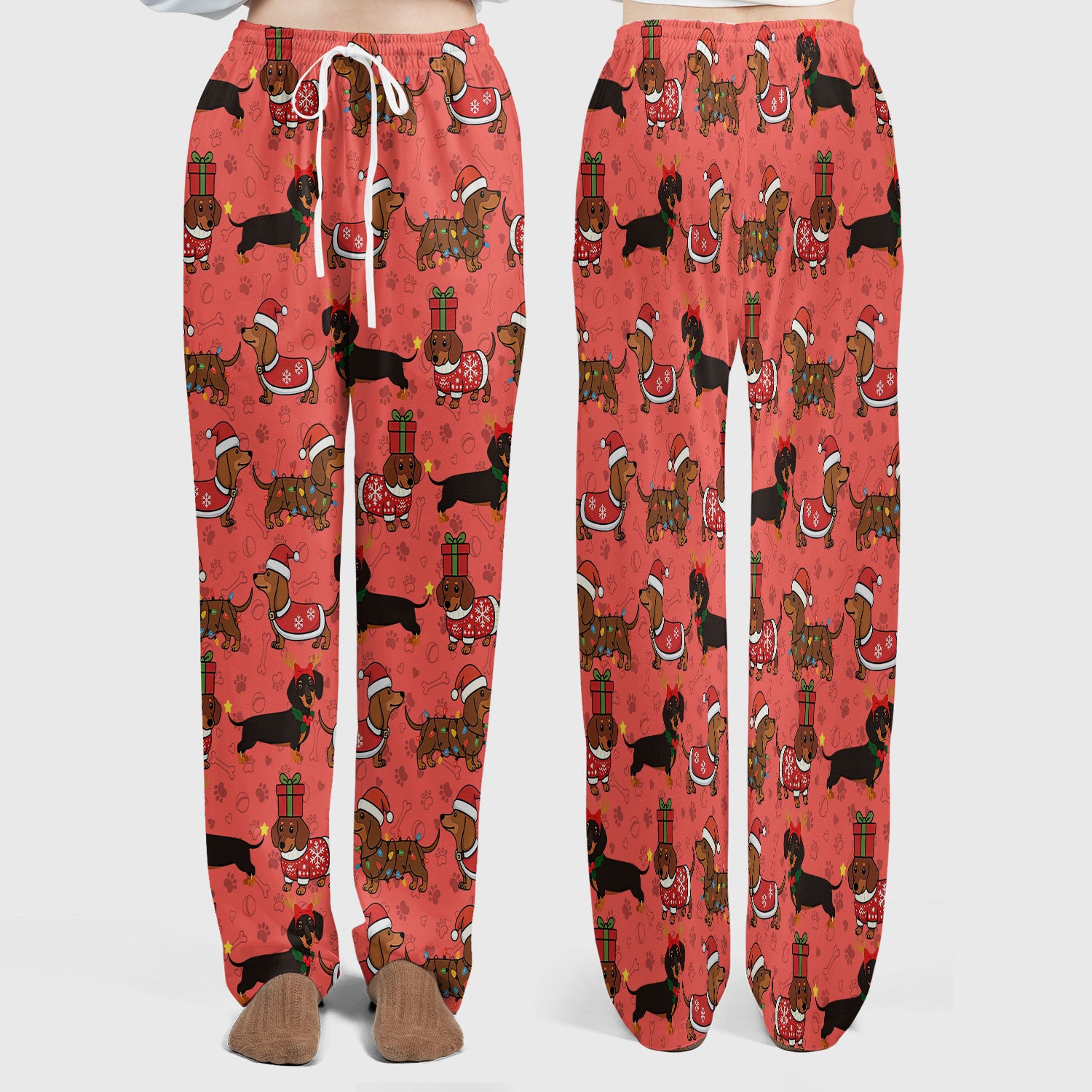 Funny Dachshund Dog Nursing Scrub Pants for Women - Wiener Santa Scrub Set for Nurse - Funny Medical Uniform for RN CNA LPN