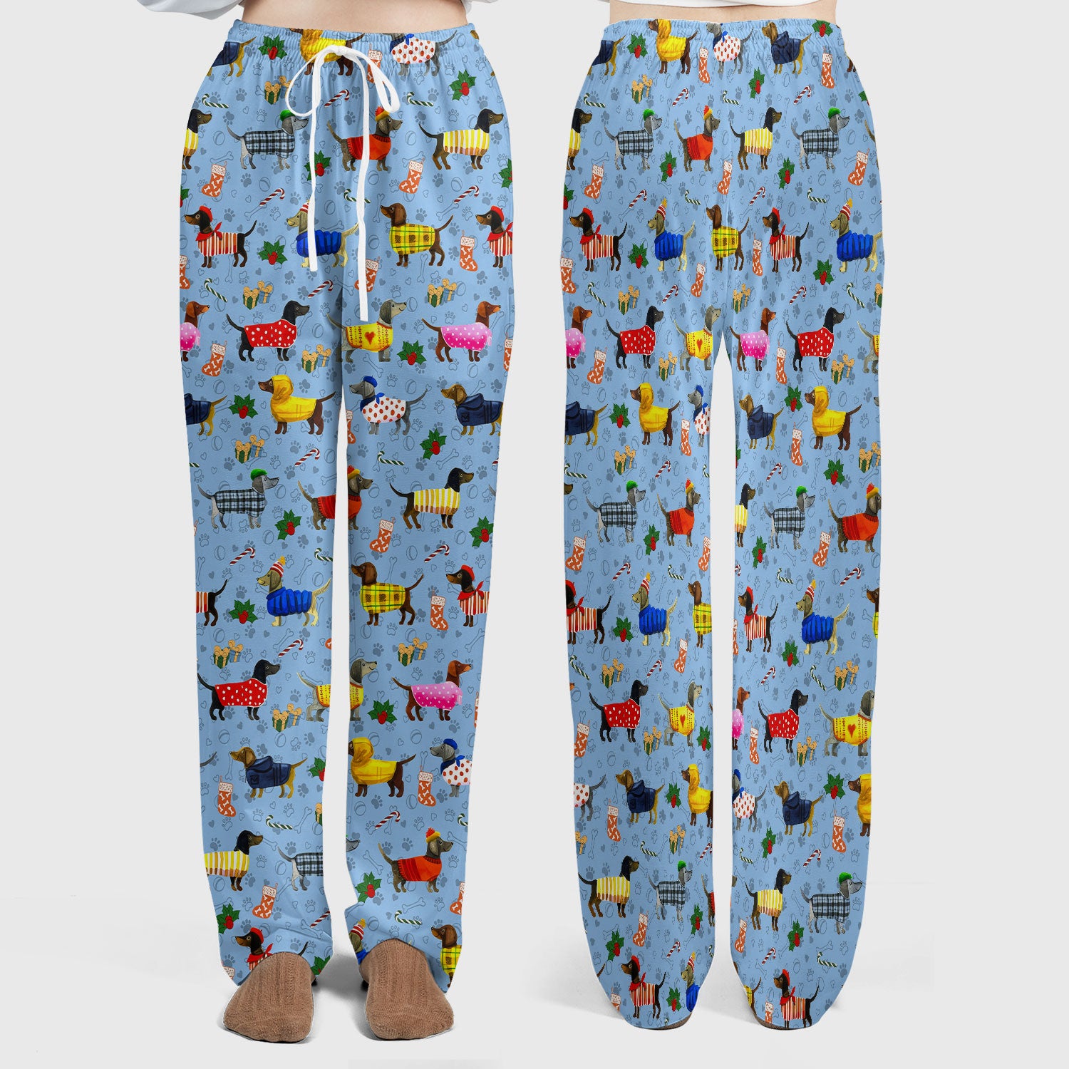 Funny Wiener Dog Scrub Set - Dachshund Paw Prints Nurse Uniform - Comfortable Nursing Pants - Holiday Gift for Her