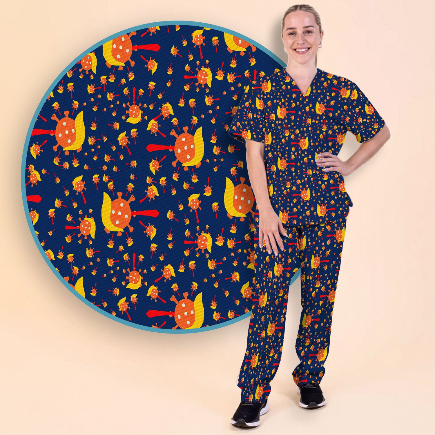The Deadliest Virus Is Ignorance Scrub Set - Black Nursing Scrubs Pants and V Neck Top - Breathable Fabrics Nursing Uniform