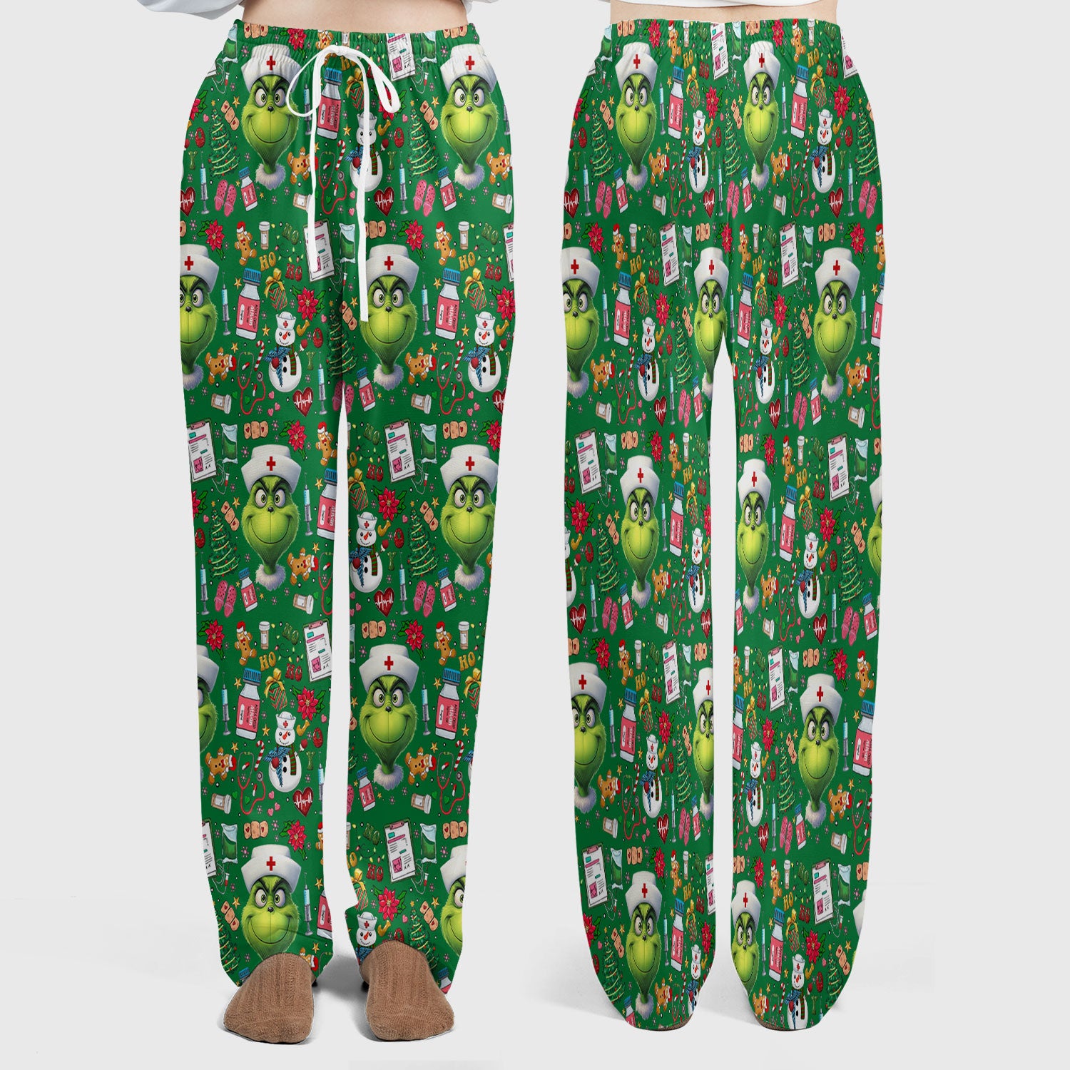 Merry Grinchmas Scrub Set for Women - Comfortable Nursing Pants - Christmas Medical Uniform - Holiday Ugly Sweater Gift for Her