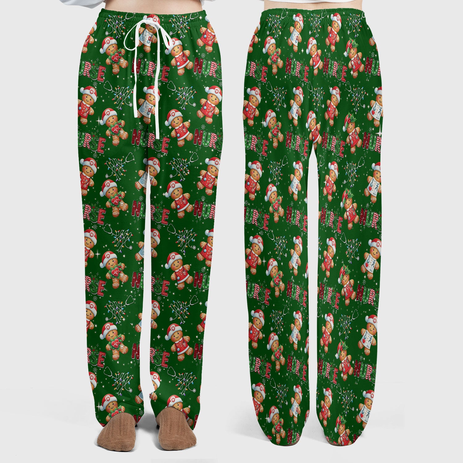 Christmas Gingerbread Women's Scrub Sets - Comfortable Scrubs for Nurses - Funny Xmas Scrub Pants and V Neck Top for RN CNA LPN