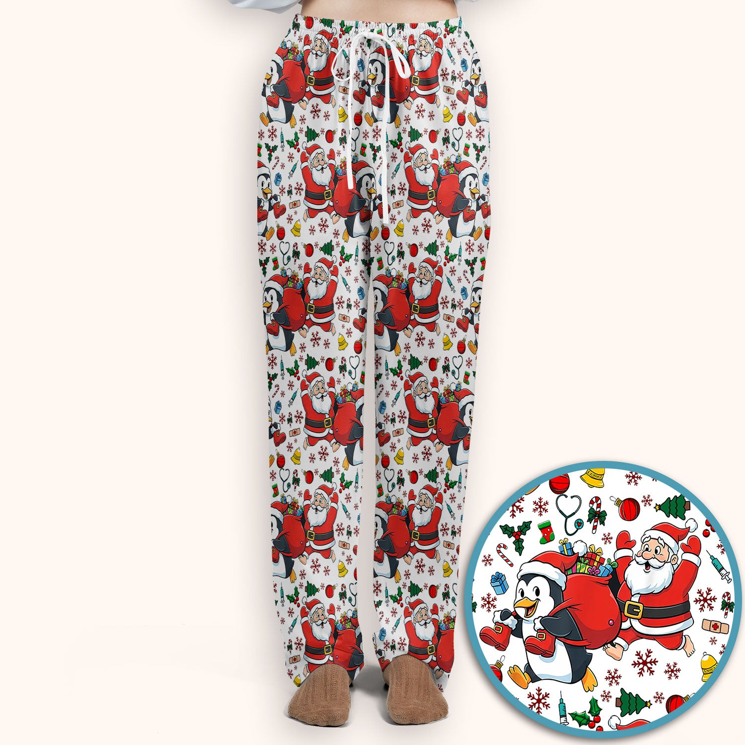 Funny Penguin Christmas Scrub Set - Santa Holiday Nurse Uniform for Women - Medical Gift for RN CNA LPN