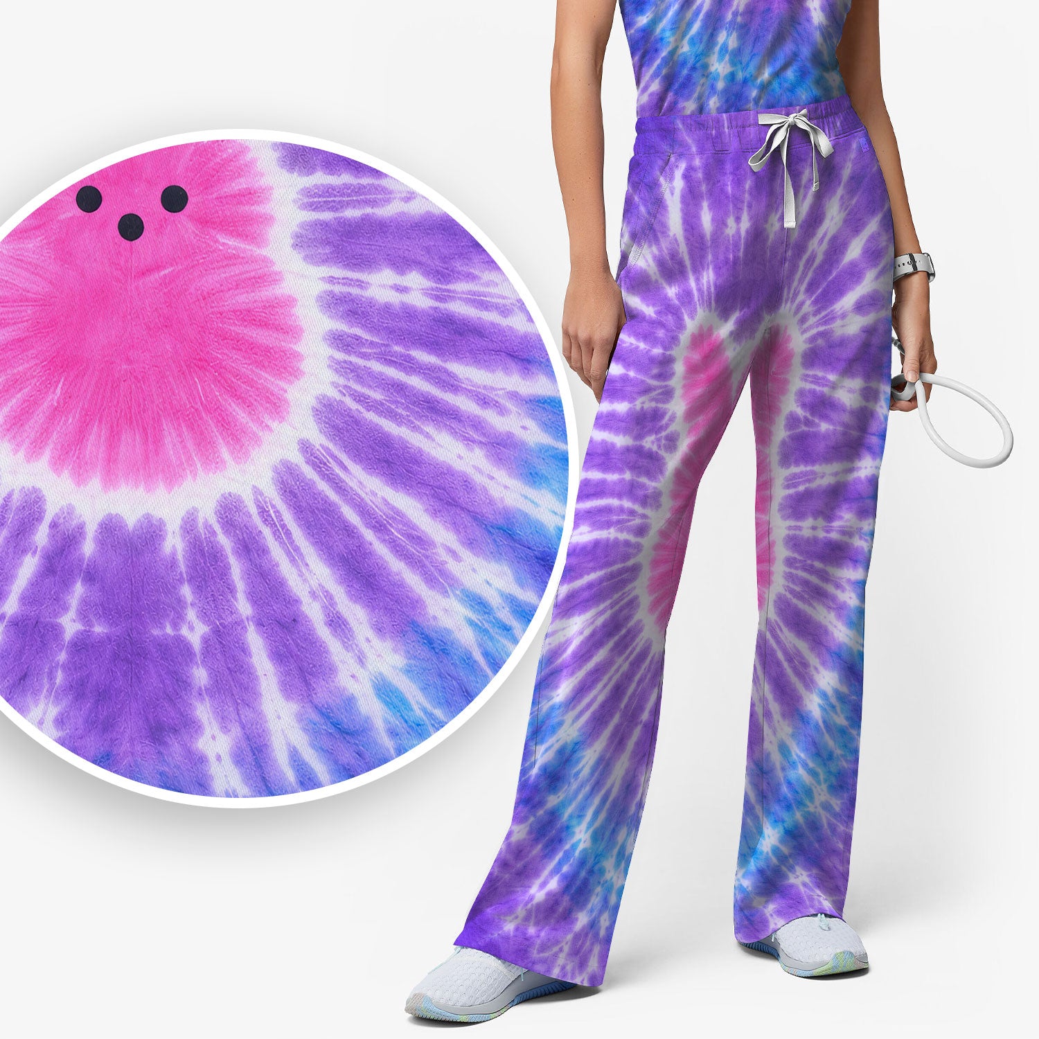 Easter Peep Tie Dye Scrub Set, Easter Bunny Nurse Shirt For Women, Breathable Fabrics Nursing Uniform