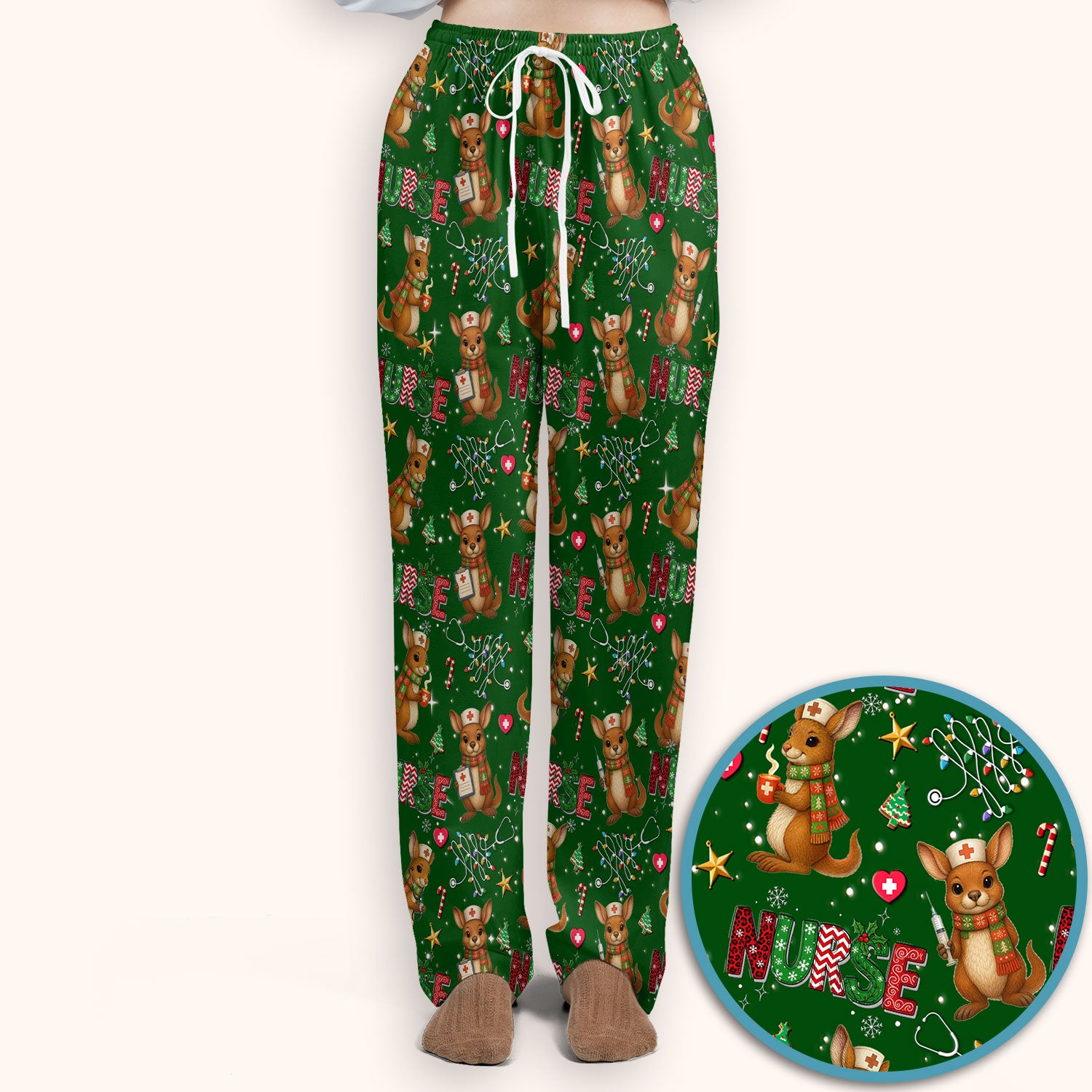 Christmas Kangaroo Nurse Scrub Set - Cute Aussie Holiday Medical Uniform - Funny Xmas Gift for Women