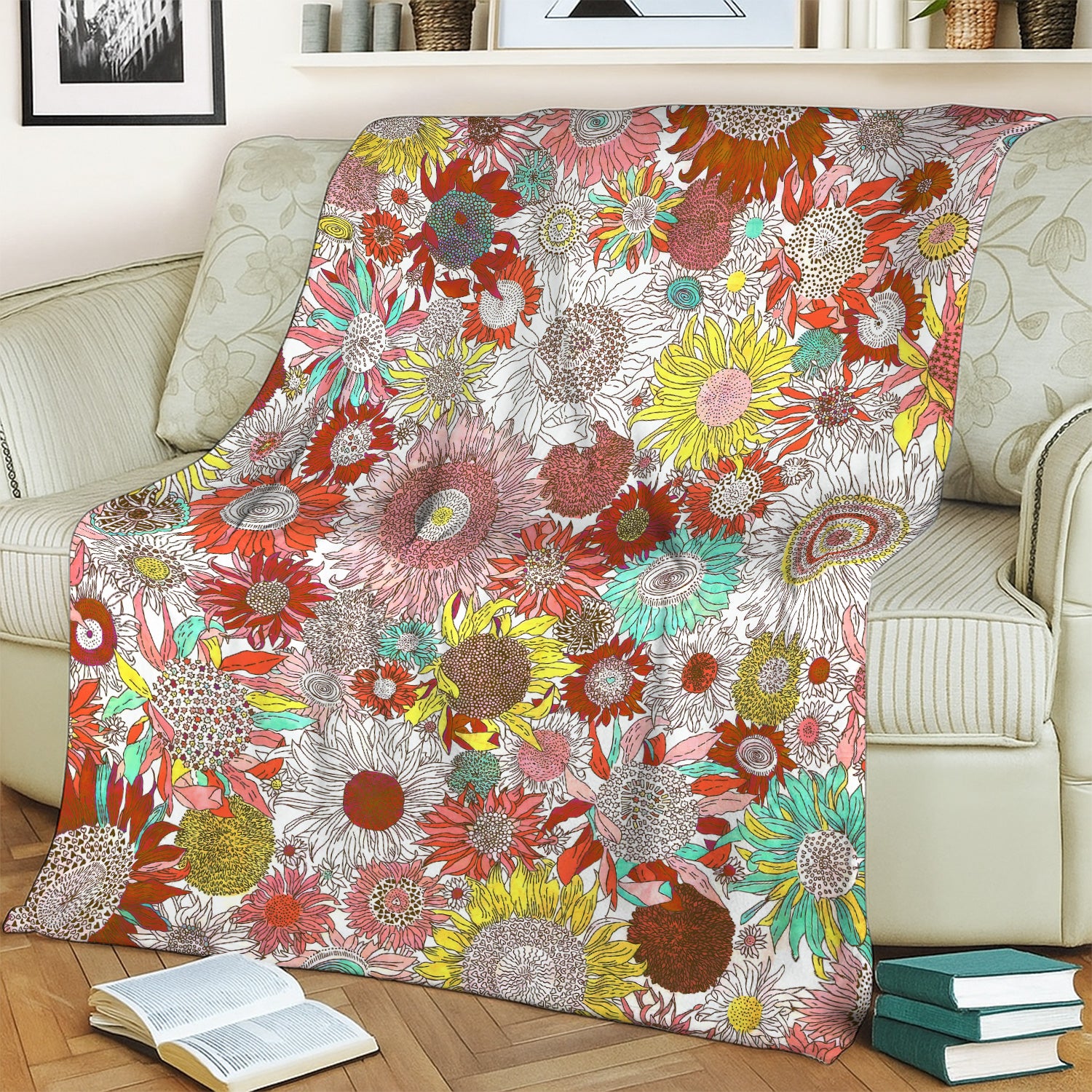 Sunflower Floral Blanket - Cute Cozy Gift for Healthcare Professionals - Bright Medical Pattern for RN LPN CNA Nurses Healthcare Workers