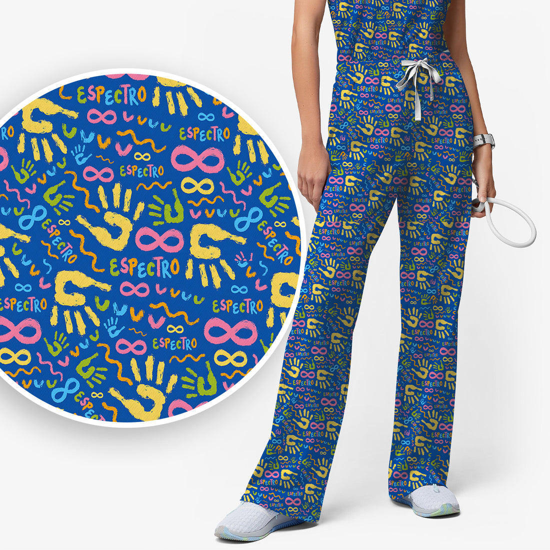 Autism Spectrum Infinity Print Scrub Set, Breathable Med Uniform