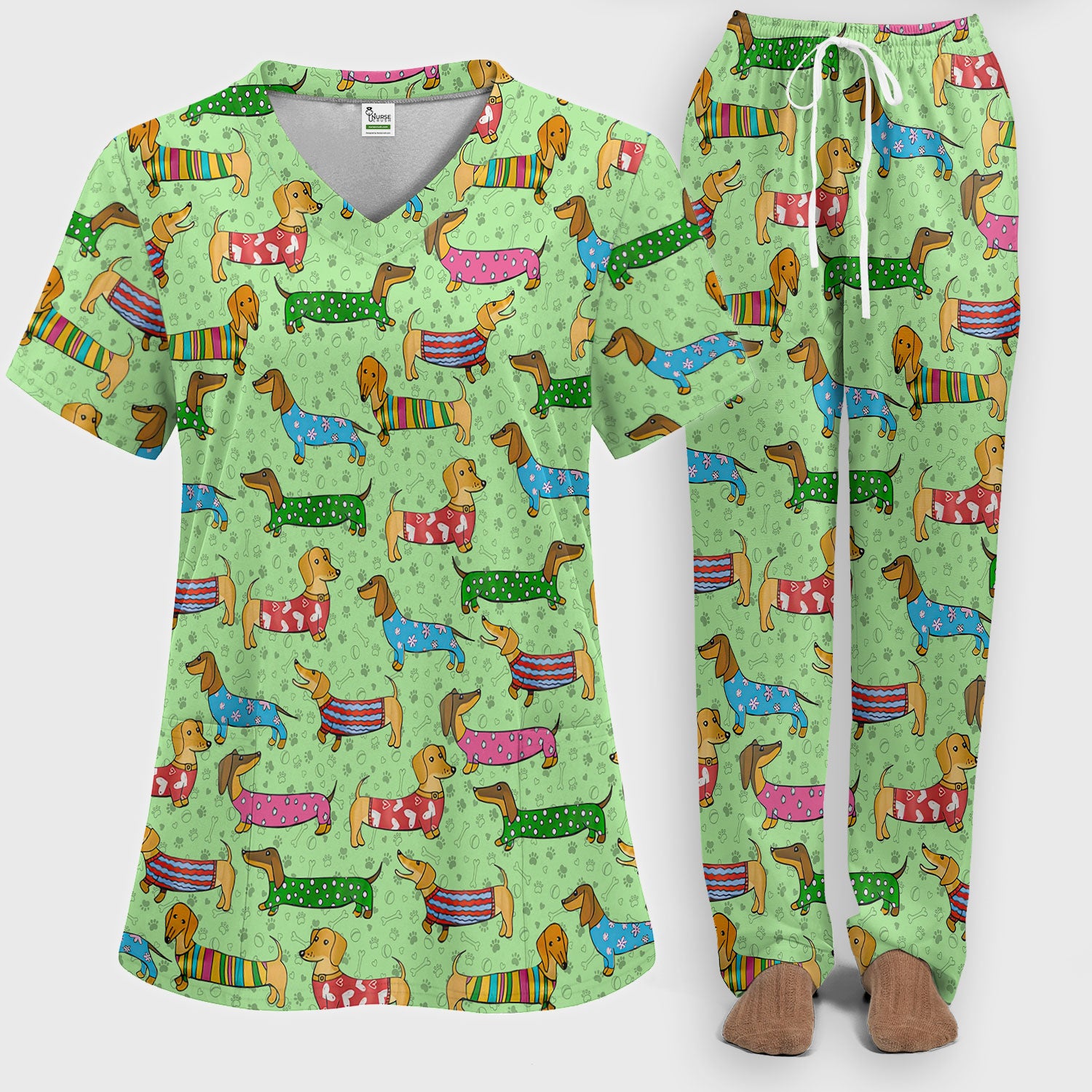 Dachshund Nursing Scrub Pants - Funny Wiener Dog Scrub Set - It’s Been a Long Day Medical Uniform for Women