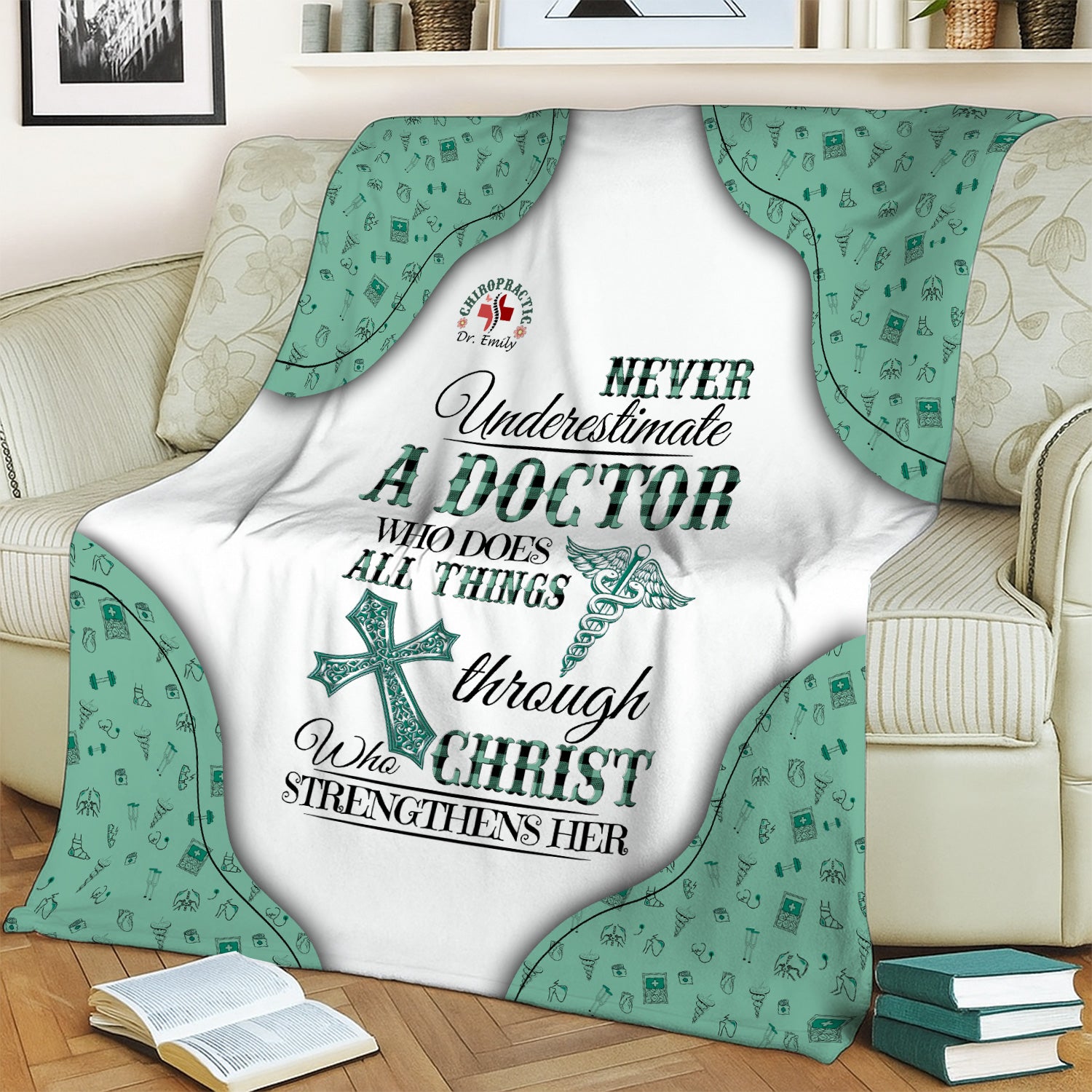 Personalized Christian Throw Blanket - Never Underestimate a Doctor - Gift for Women Doctors & Medical Professionals
