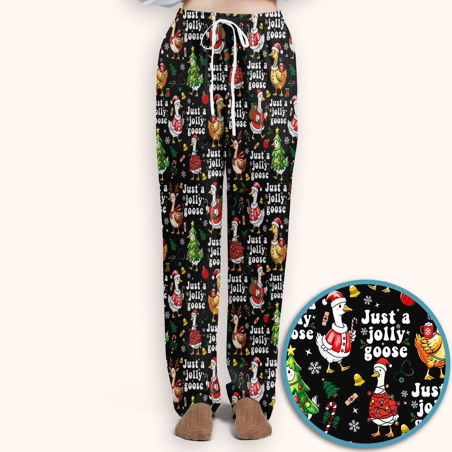 Just a Jolly Goose Funny Christmas Scrub Set - Holiday Medical Uniform for Nurse - Santa Goose Pants and Top