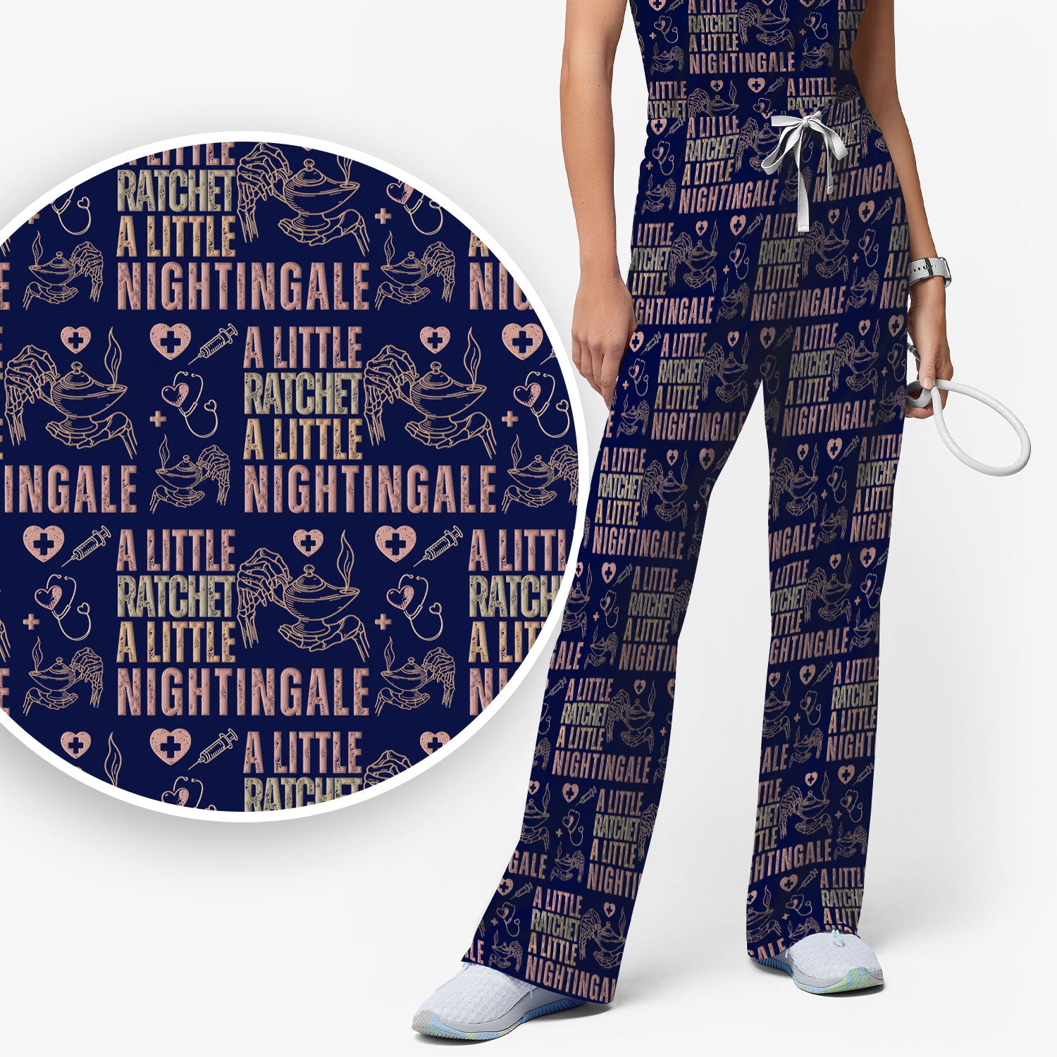 A Little Ratchet A Little Nightingale Women's Scrub Set, Breathable Med Uniform