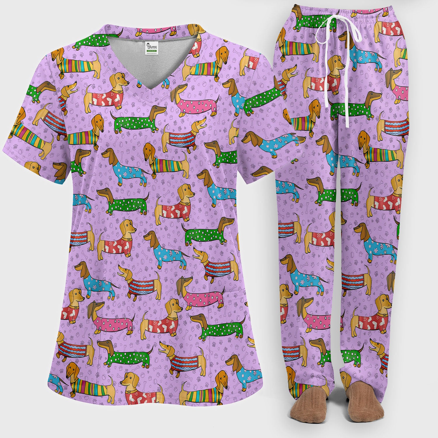 Dachshund Nursing Scrub Pants - Funny Wiener Dog Scrub Set - It’s Been a Long Day Medical Uniform for Women