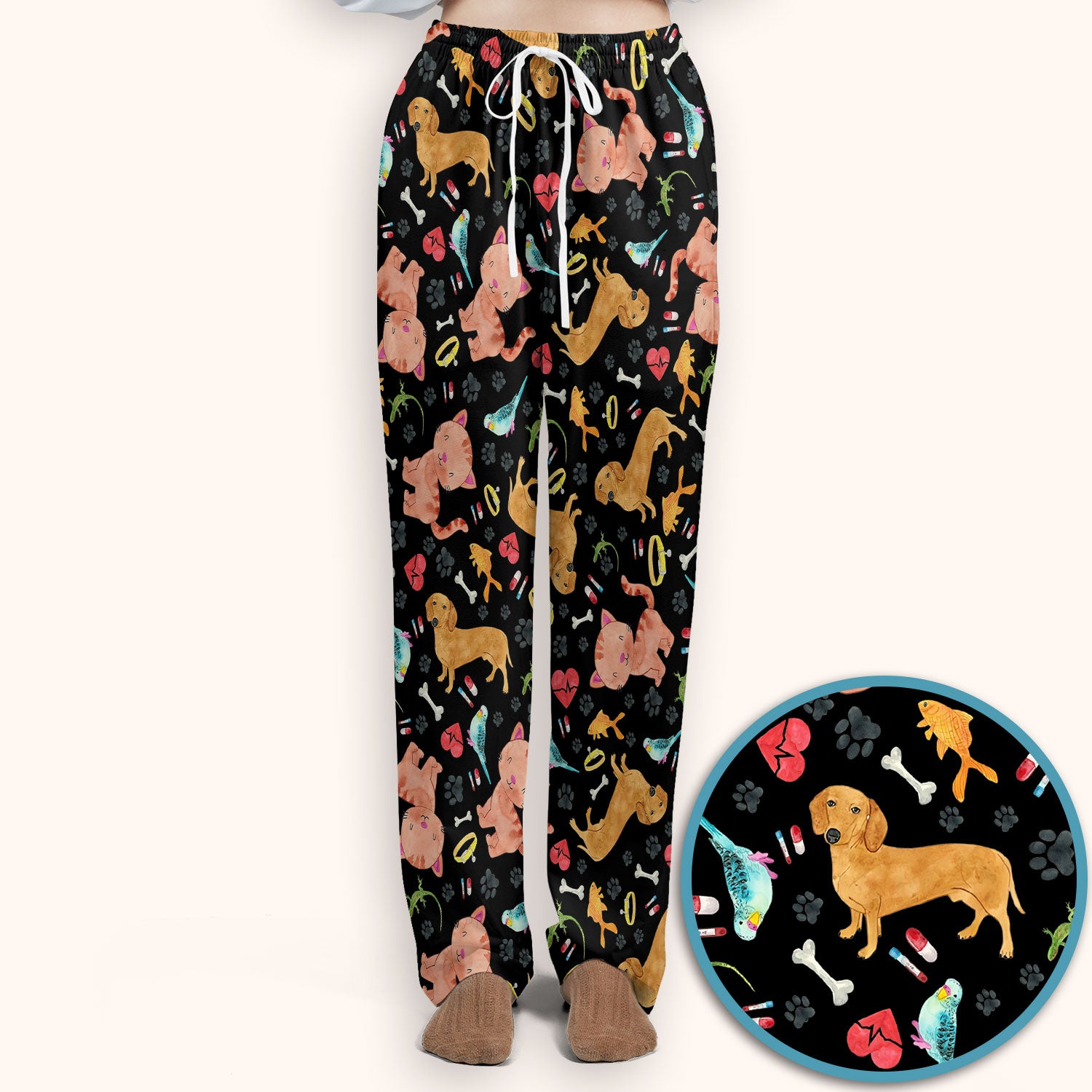 Cat Dog Veterinary Scrub Set - Cute Animal Paw Print Medical Pants and V Neck Top for Women RN CNA Vet Tech