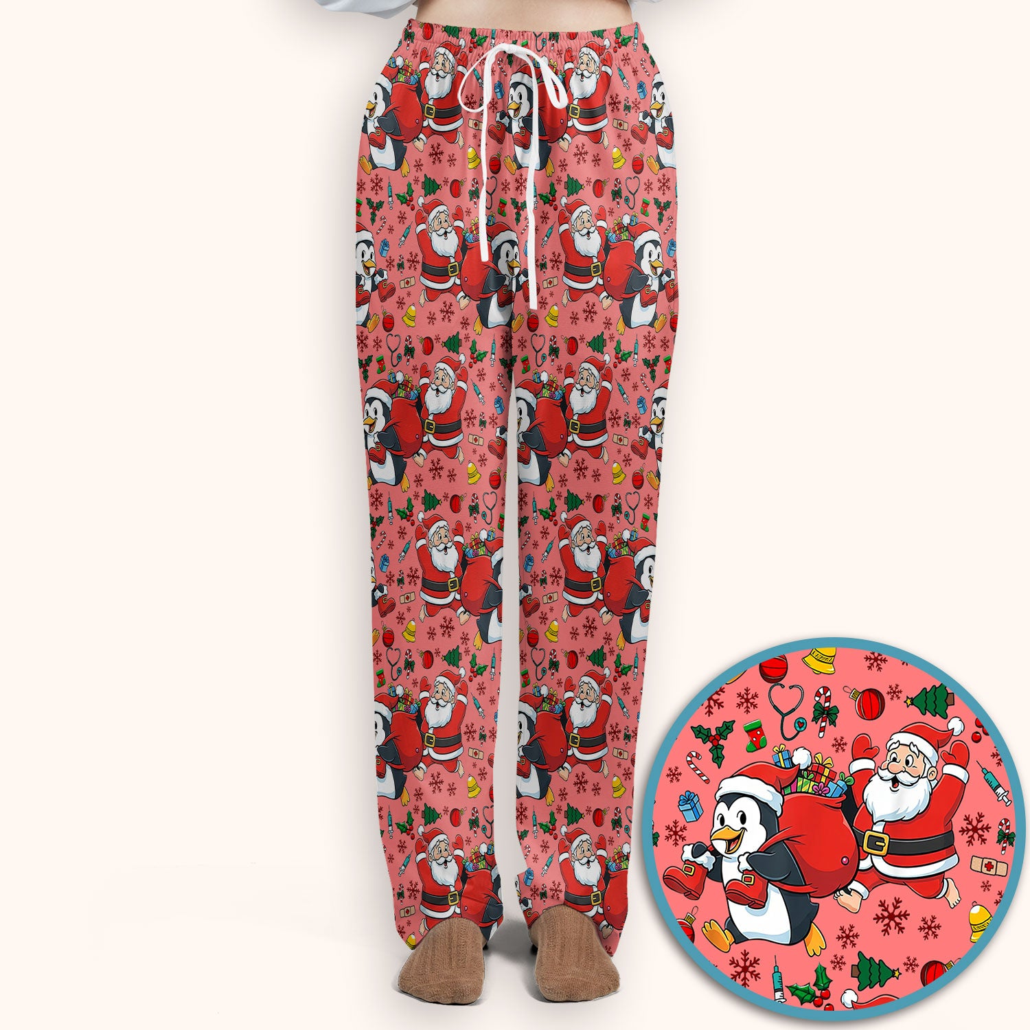 Funny Penguin Christmas Scrub Set - Santa Holiday Nurse Uniform for Women - Medical Gift for RN CNA LPN