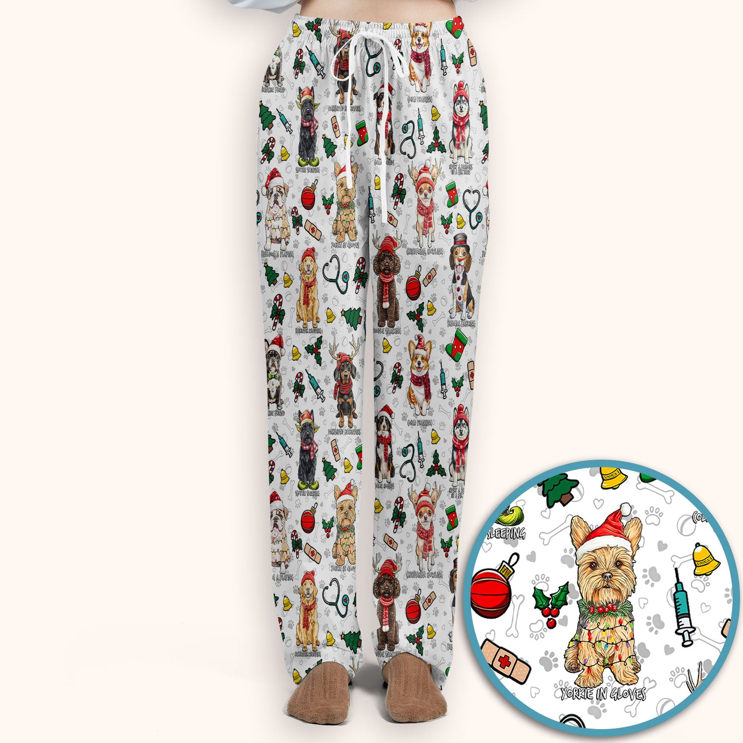 Cute Christmas Dog Scrubs Sets for Nurses - Corgi, Dachshund, Husky, Poodle & Labrador - Funny Holiday Medical Uniform for RN CNA LPN