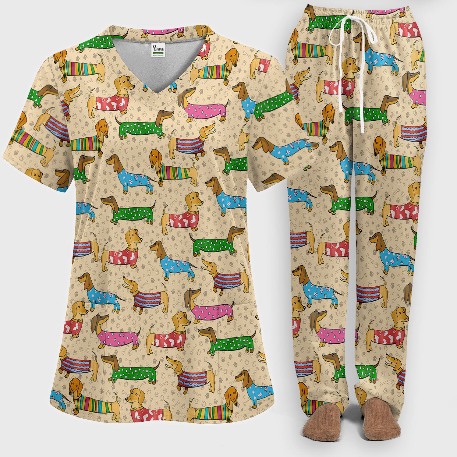 Doxin Nursing Scrub Pants - Weiner Dog Scrubs Set - It's Been A Long Day Dachshund Sweater - Medical Uniform Gift for Women