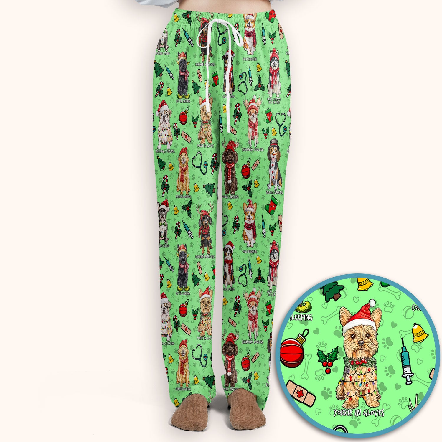 Cute Christmas Dog Scrubs Sets for Nurses - Corgi, Dachshund, Husky, Poodle & Labrador - Funny Holiday Medical Uniform for RN CNA LPN