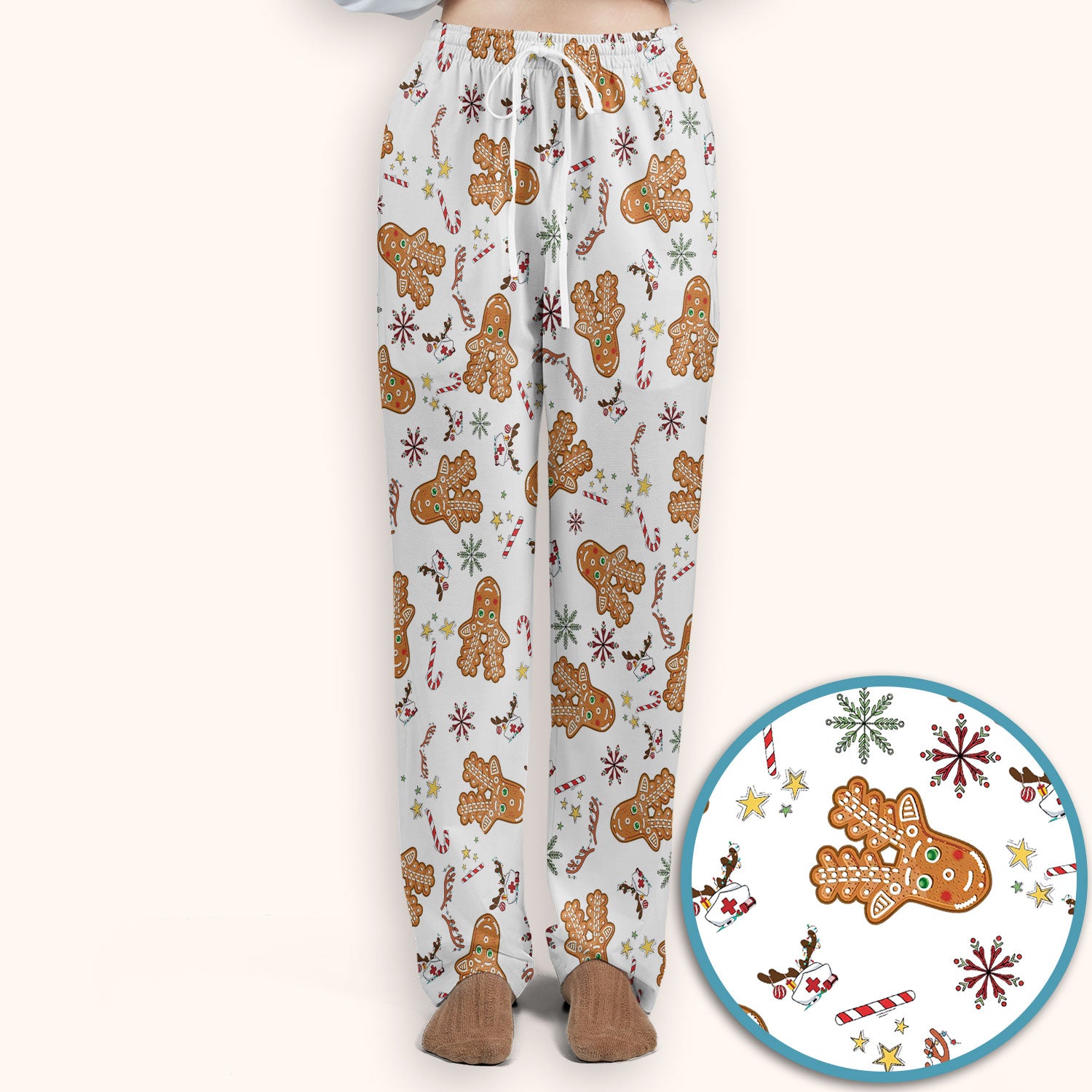 Gingerbread Cookies Reindeer Women's Scrub Sets - Comfortable Scrubs for Nurses - Funny Christmas Med Uniform