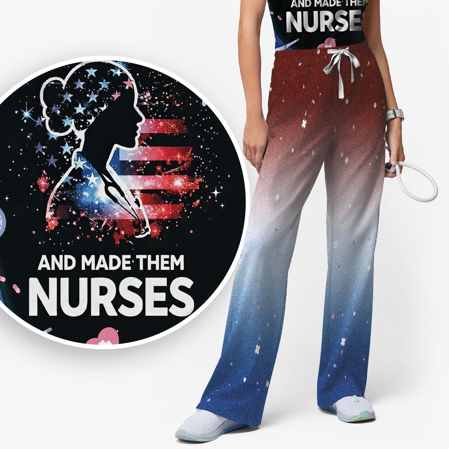 God Found the Strongest Women Nurse Set, Breathable Med Uniform