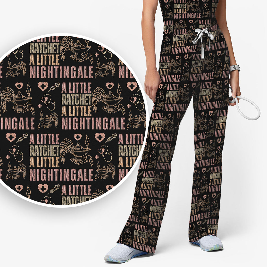 A Little Ratchet A Little Nightingale Women's Scrub Set, Breathable Med Uniform
