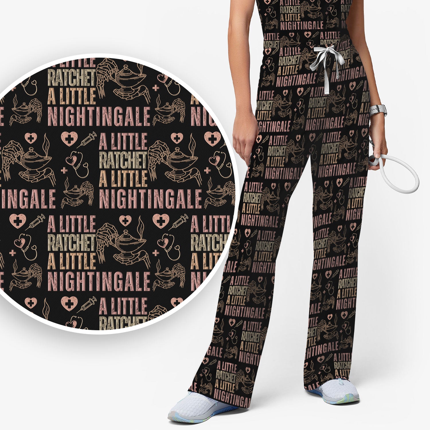 A Little Ratchet A Little Nightingale Women's Scrub Set, Breathable Med Uniform